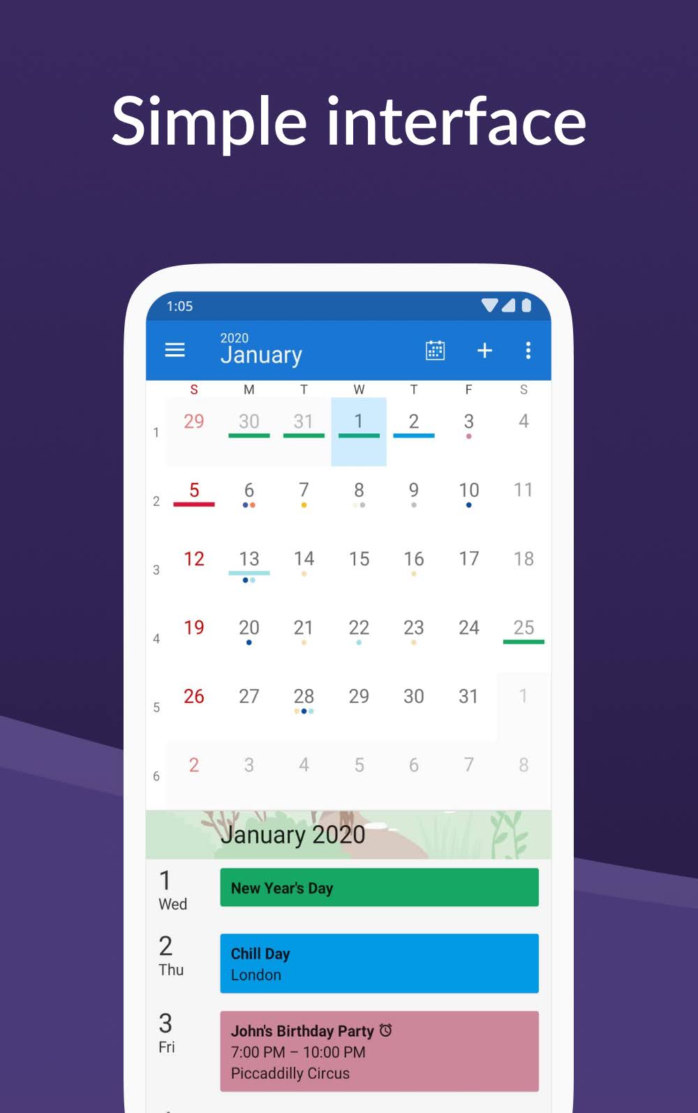 اسکرین شات 1 برنامه DigiCal Calendar Agenda