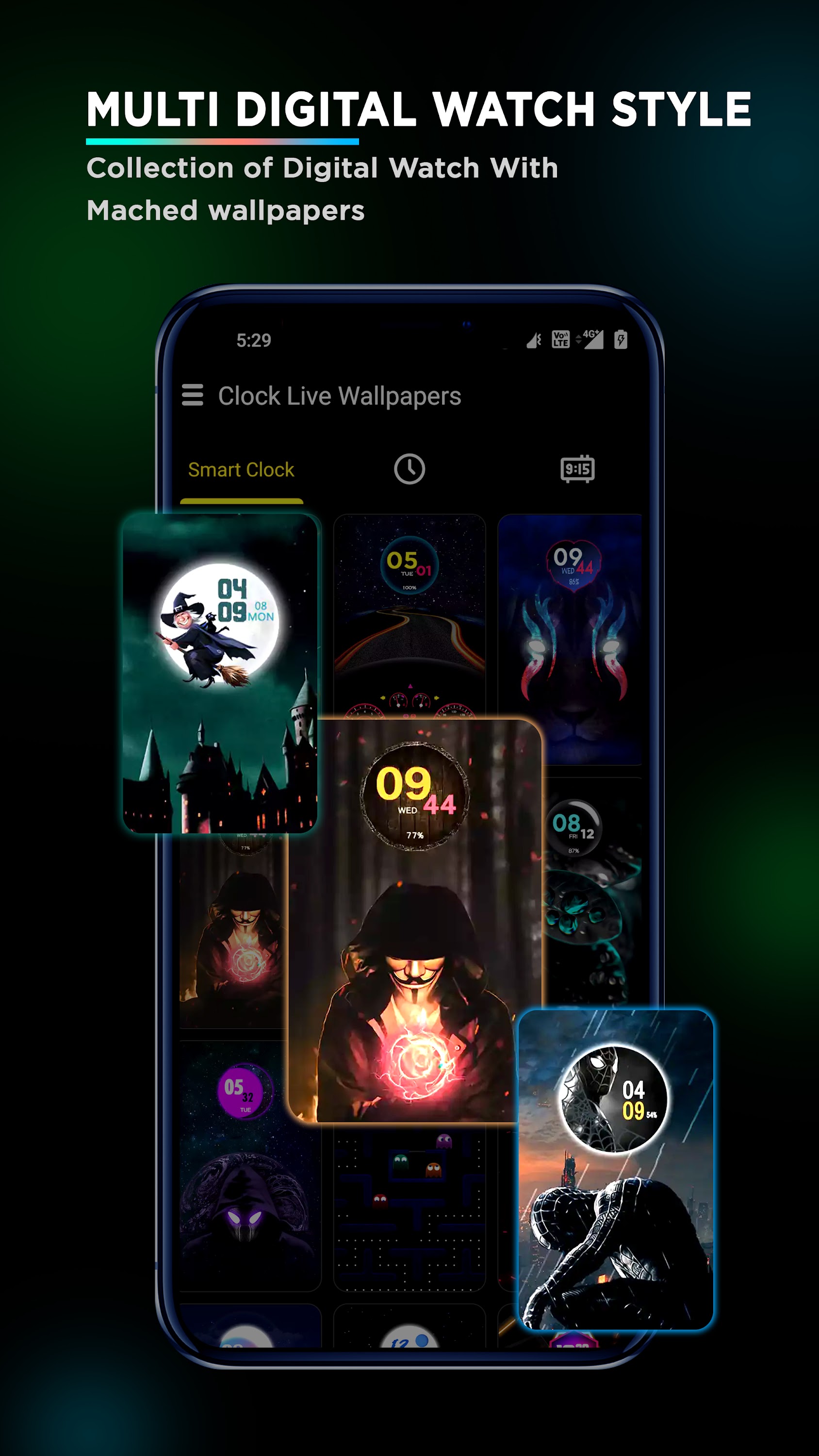 اسکرین شات 5 برنامه Smart Watch - Clock Wallpaper