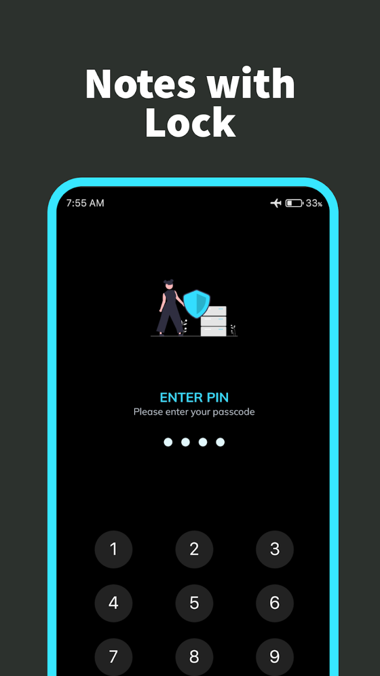 اسکرین شات 3 برنامه Black Notepad- Notes with lock