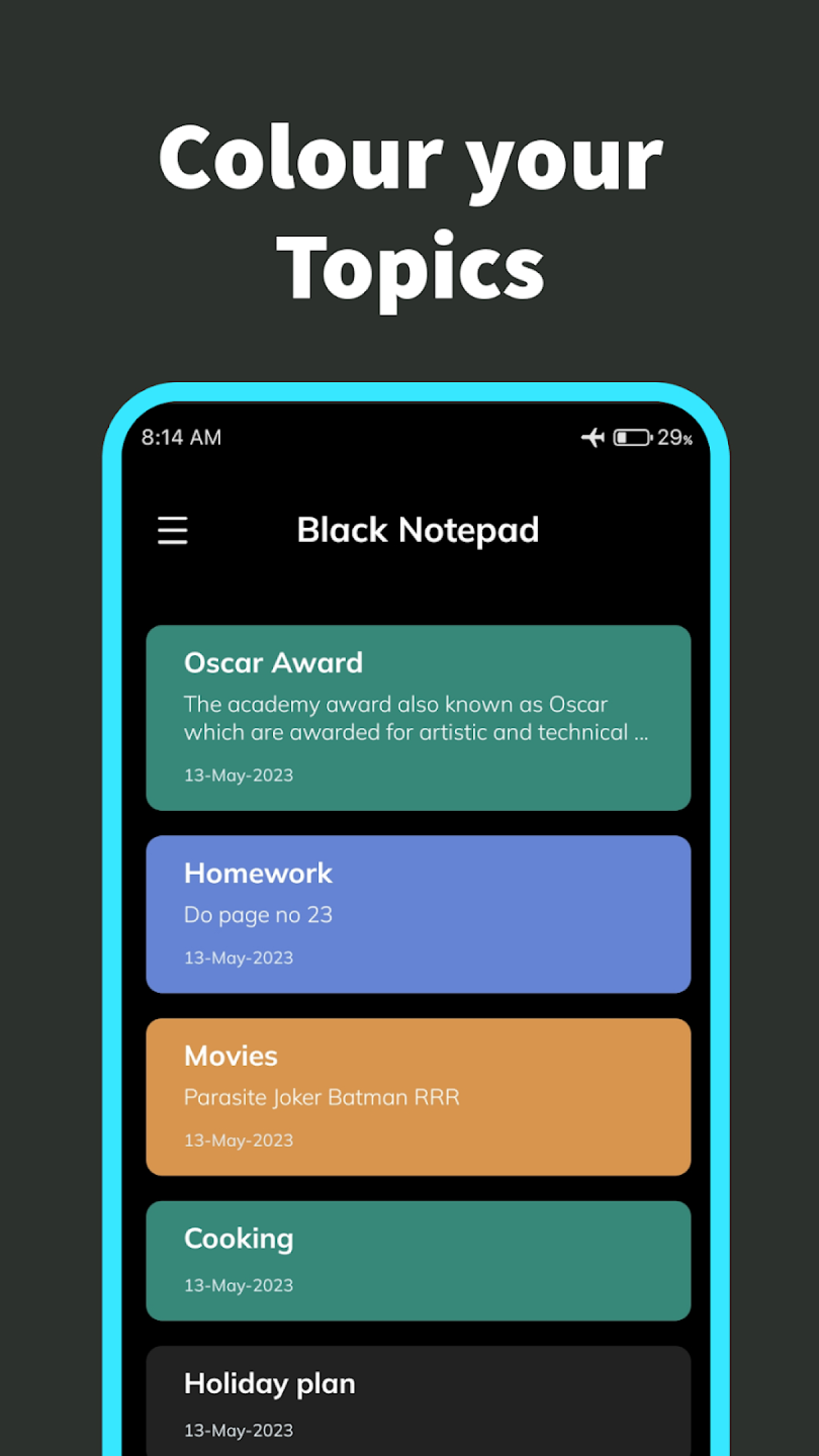 اسکرین شات 2 برنامه Black Notepad- Notes with lock