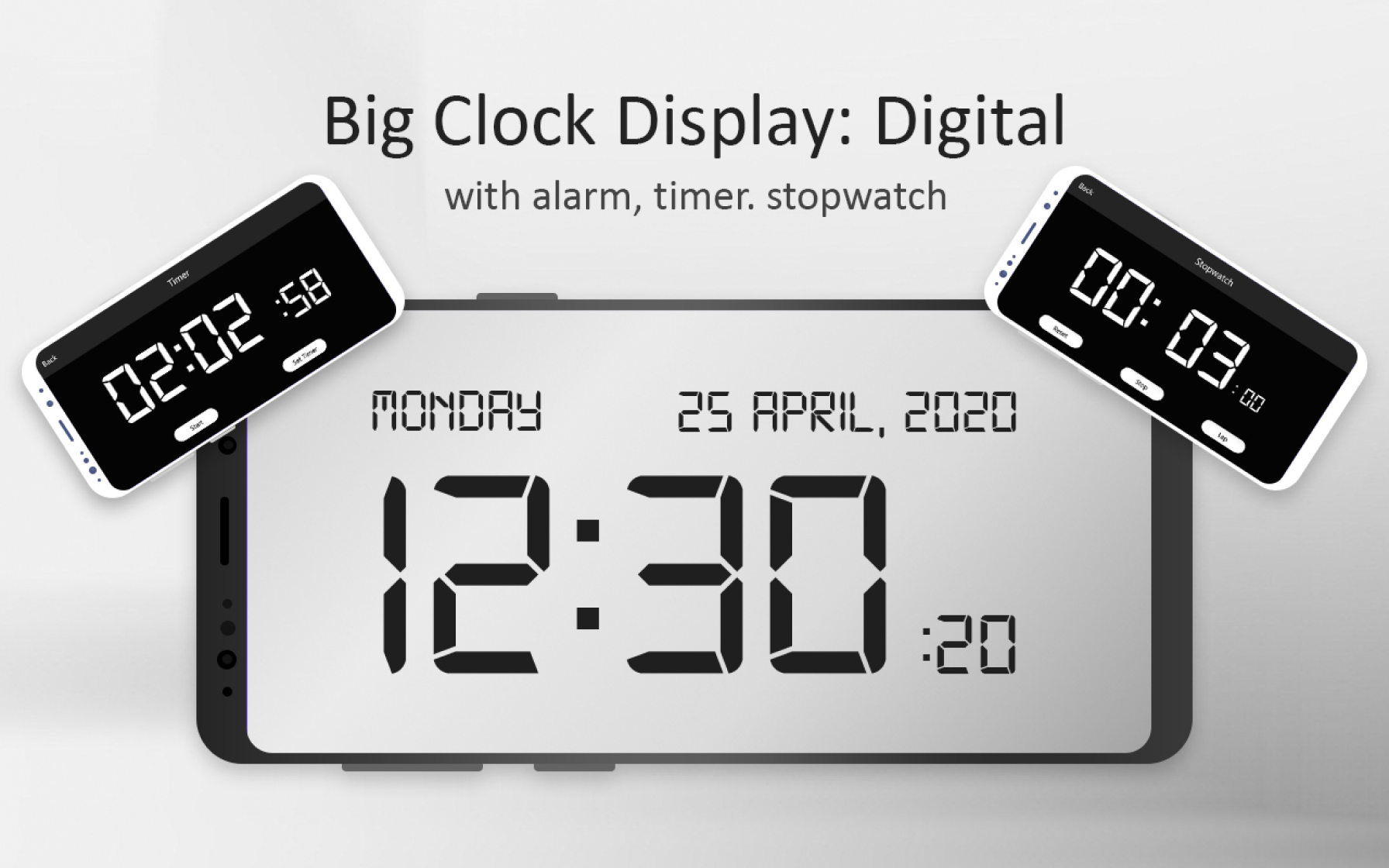 اسکرین شات 1 برنامه Big Clock Display: Digital