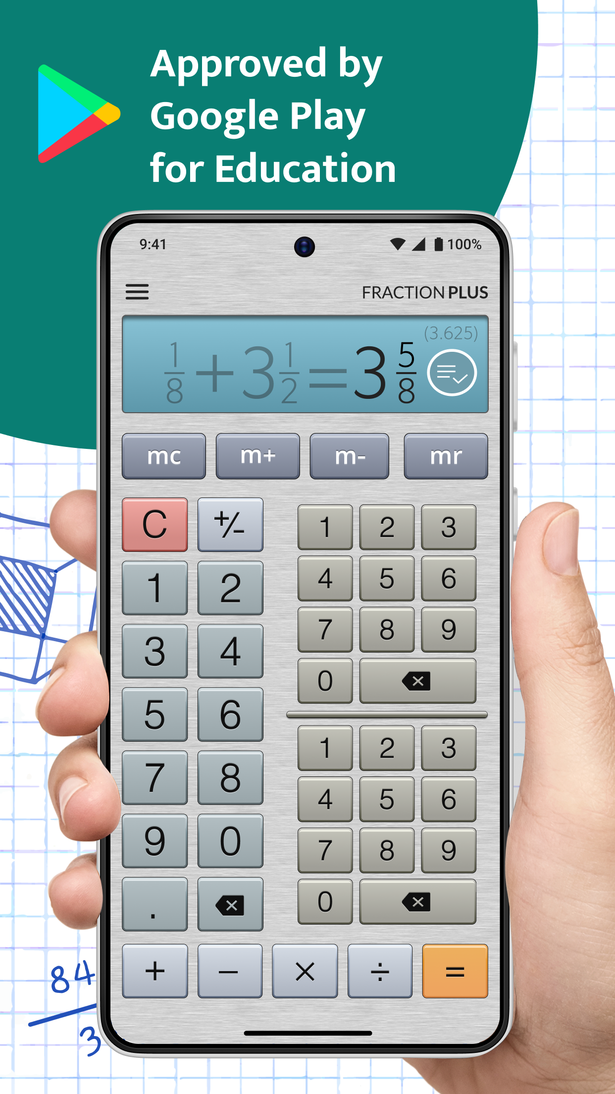 اسکرین شات 1 برنامه Fraction Calculator Plus