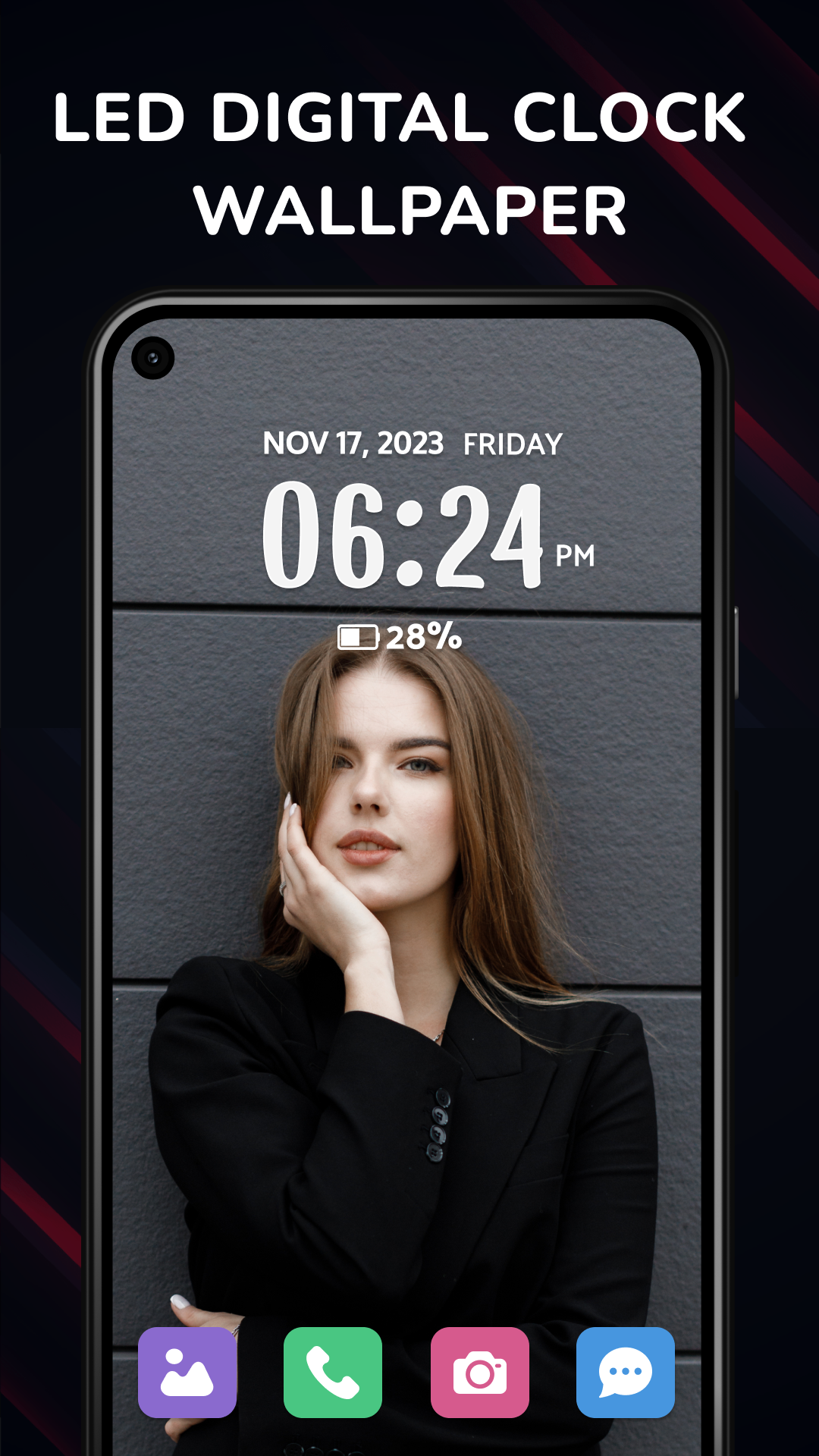 اسکرین شات 2 برنامه Digital Clock Wallpaper App