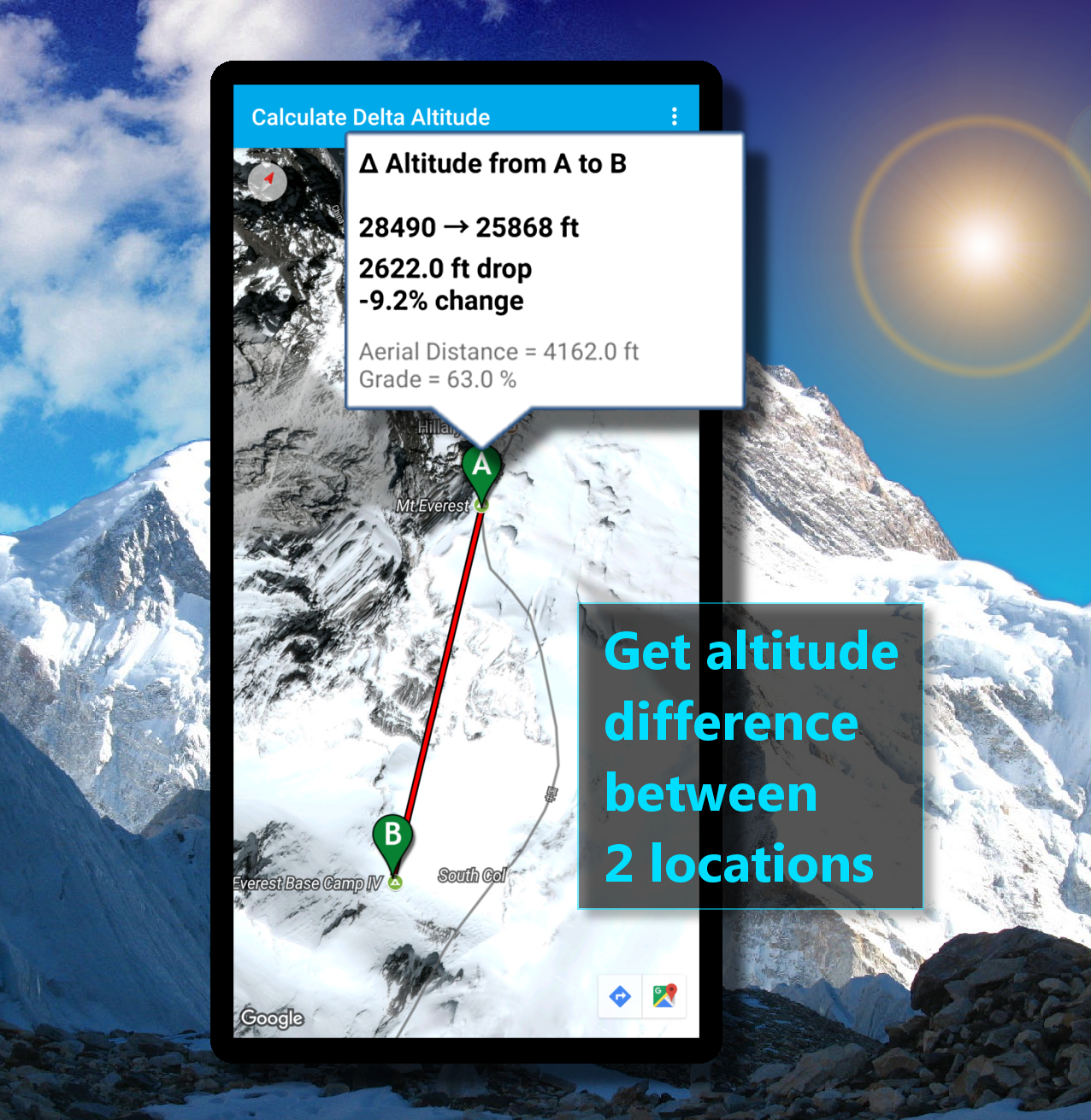 اسکرین شات 4 برنامه Altimeter & Altitude Widget