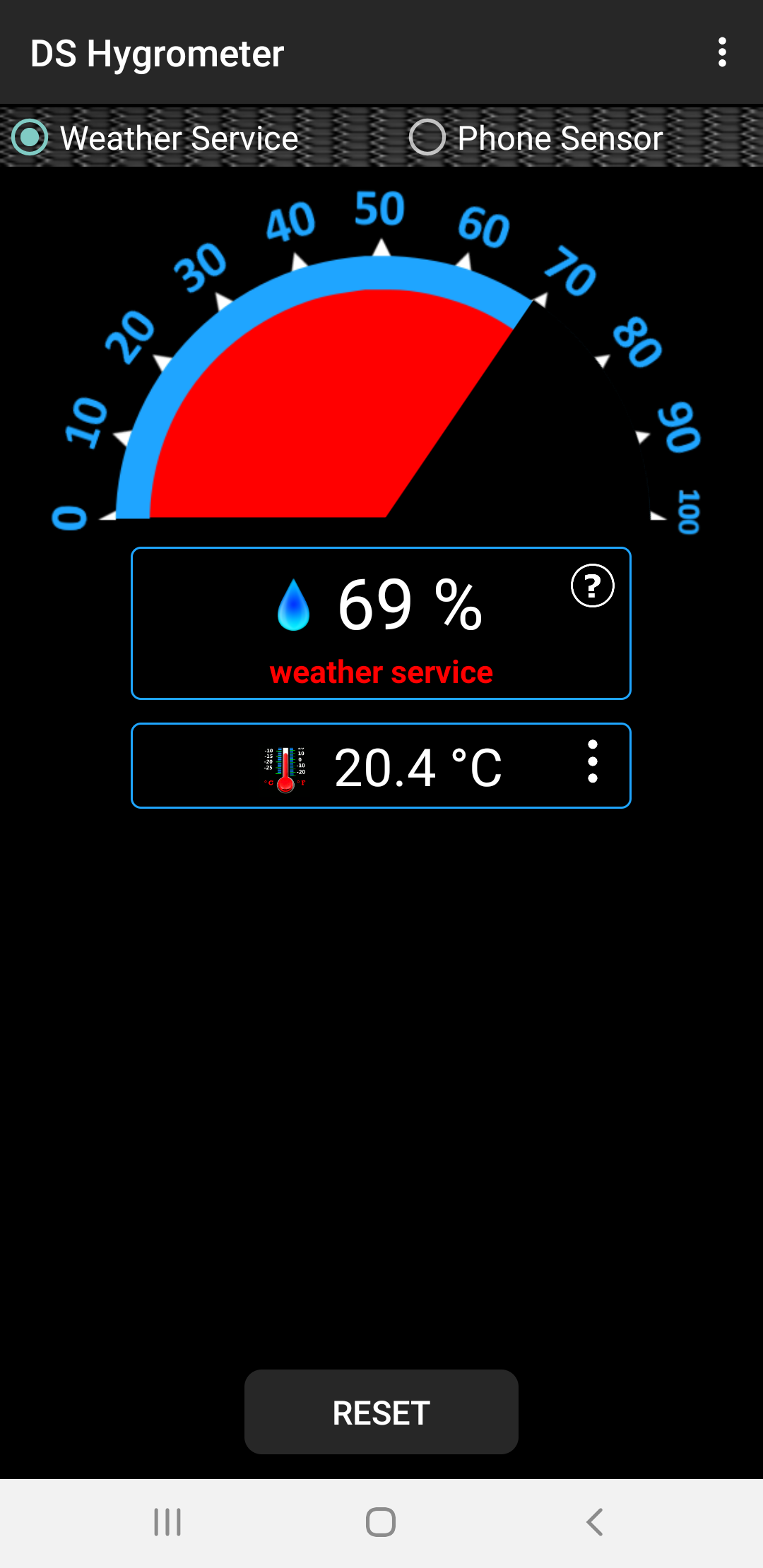 اسکرین شات 2 برنامه DS Hygrometer -Humidity Reader