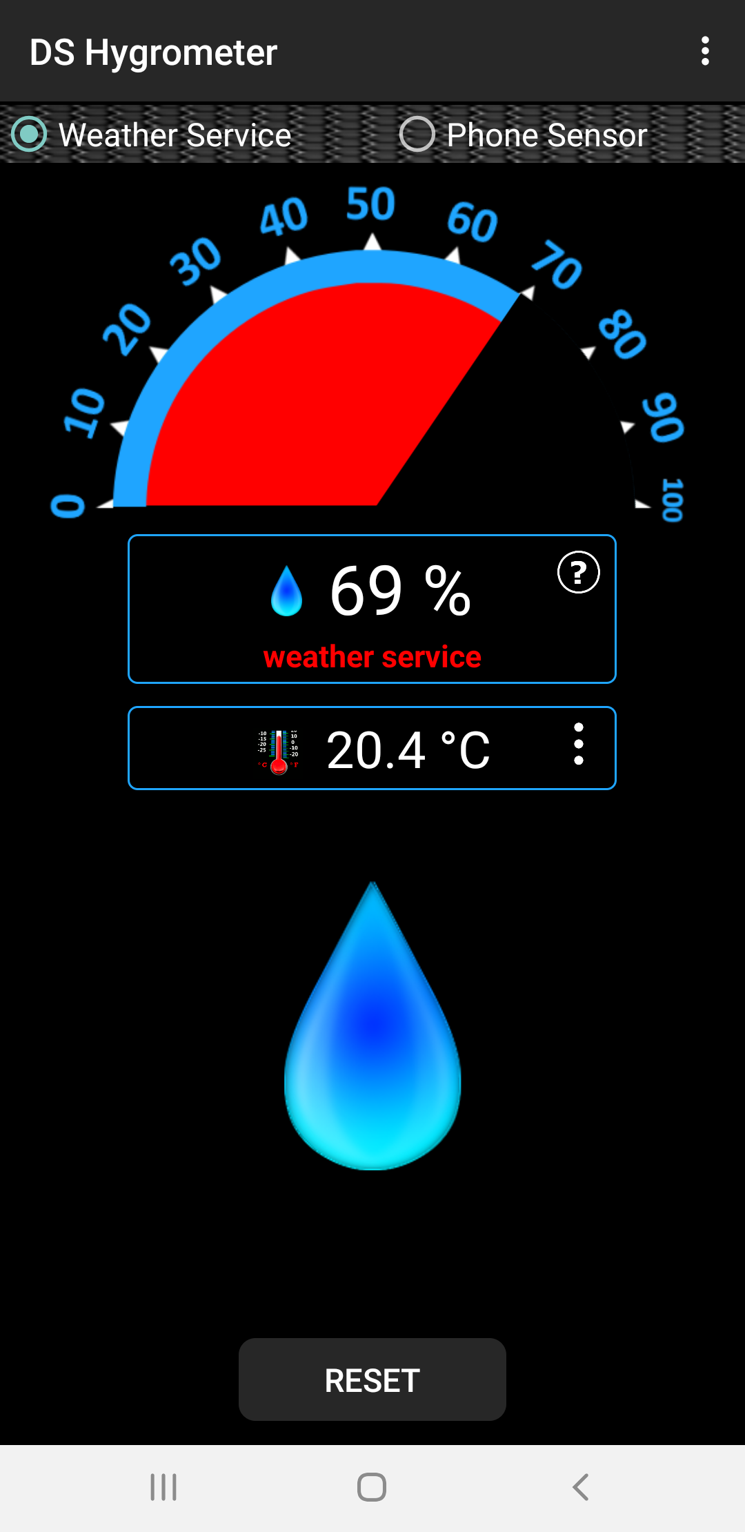 اسکرین شات 1 برنامه DS Hygrometer -Humidity Reader