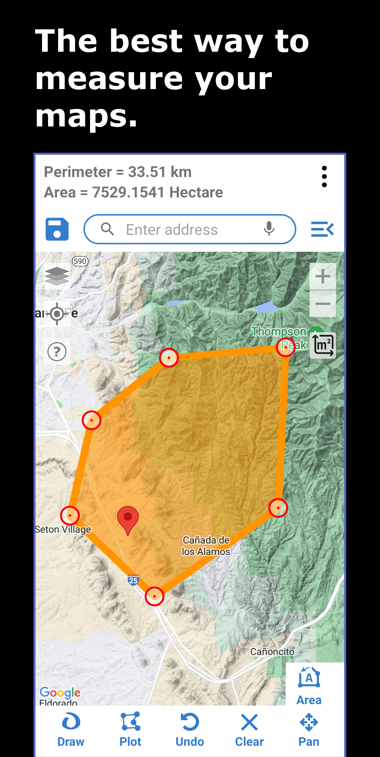 اسکرین شات 1 برنامه Land Calculator: Map Measure