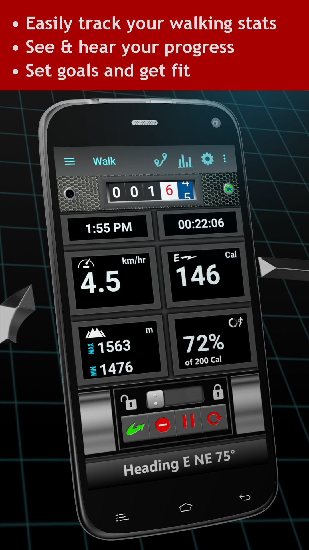اسکرین شات 2 برنامه Walking Odometer Pro: GPS Fitn