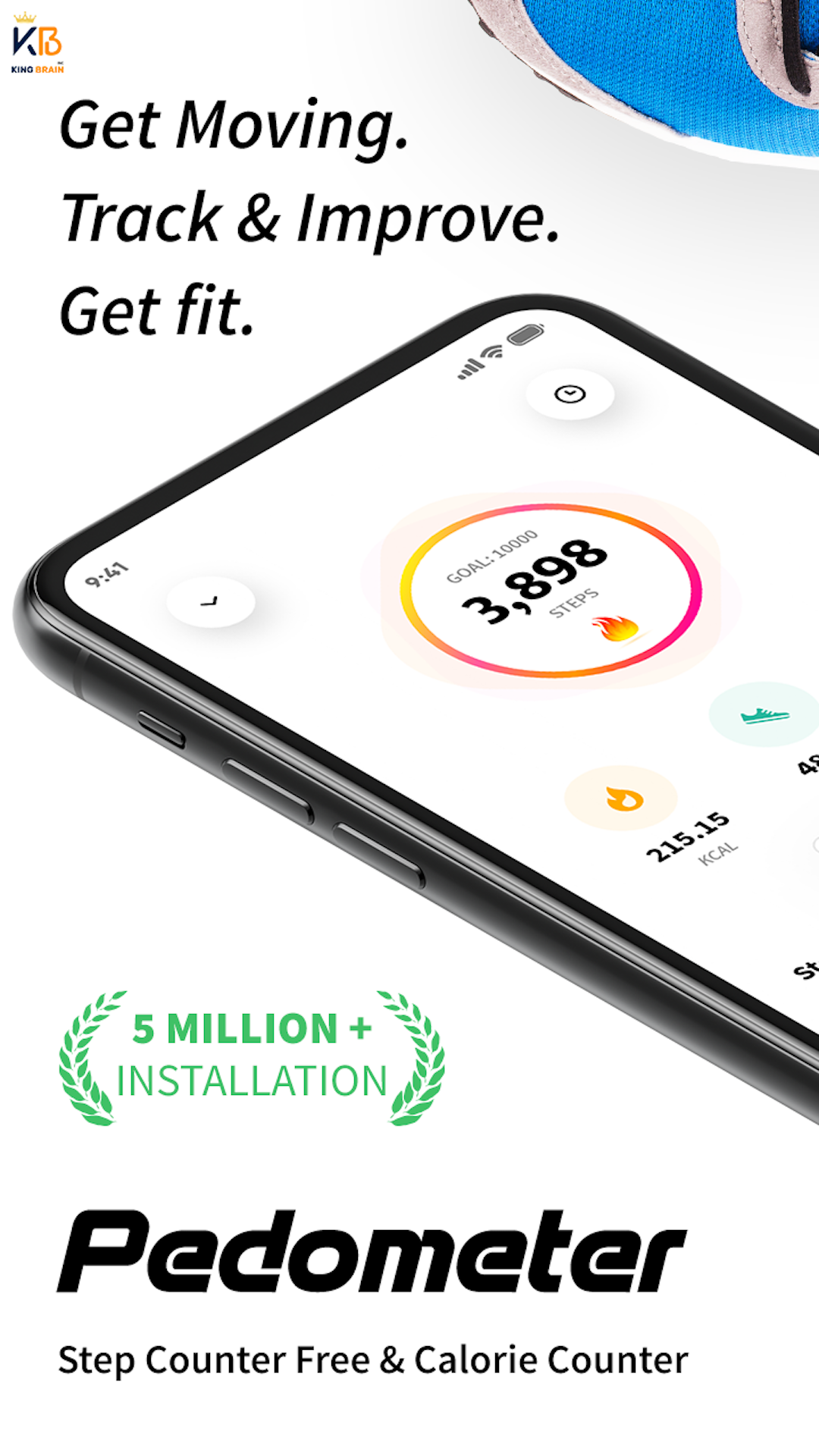 اسکرین شات 1 برنامه Pedometer King - Step Counter