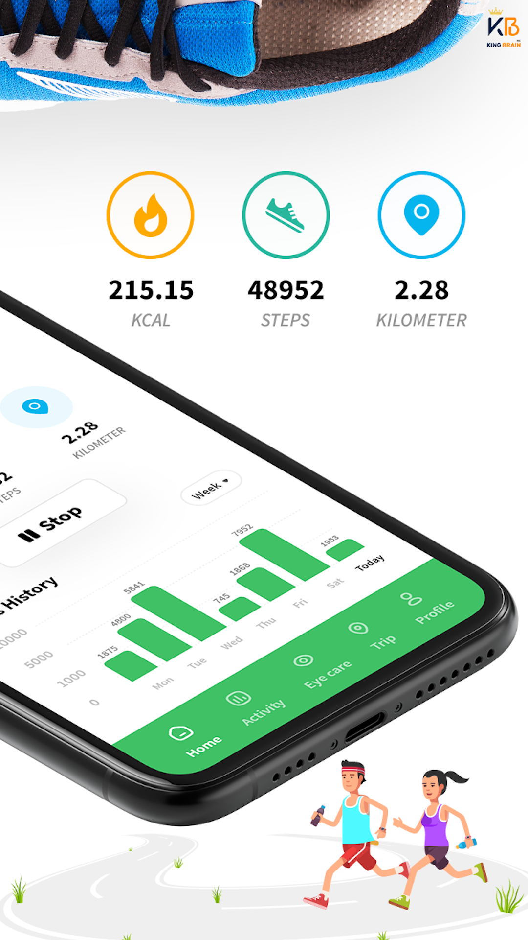 اسکرین شات 2 برنامه Pedometer King - Step Counter
