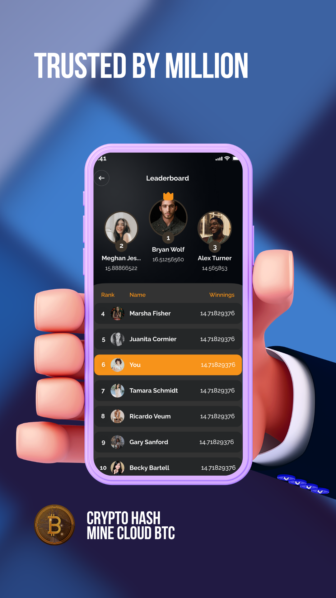 اسکرین شات 4 برنامه Crypto Hash – Mine Cloud BTC