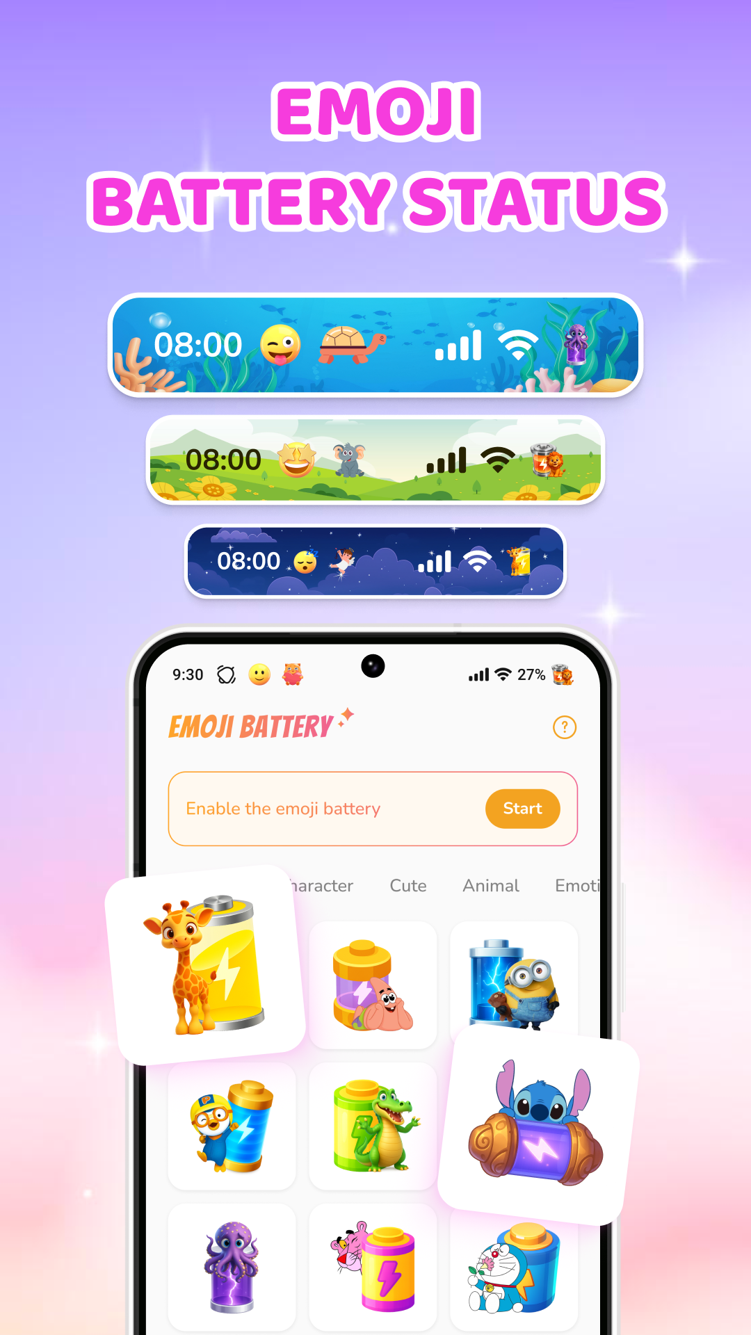 اسکرین شات 1 برنامه Emoji Battery: DIY Widget