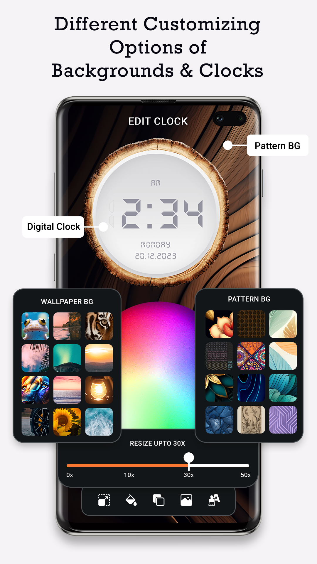 اسکرین شات 2 برنامه Custom Clock Live Wallpaper