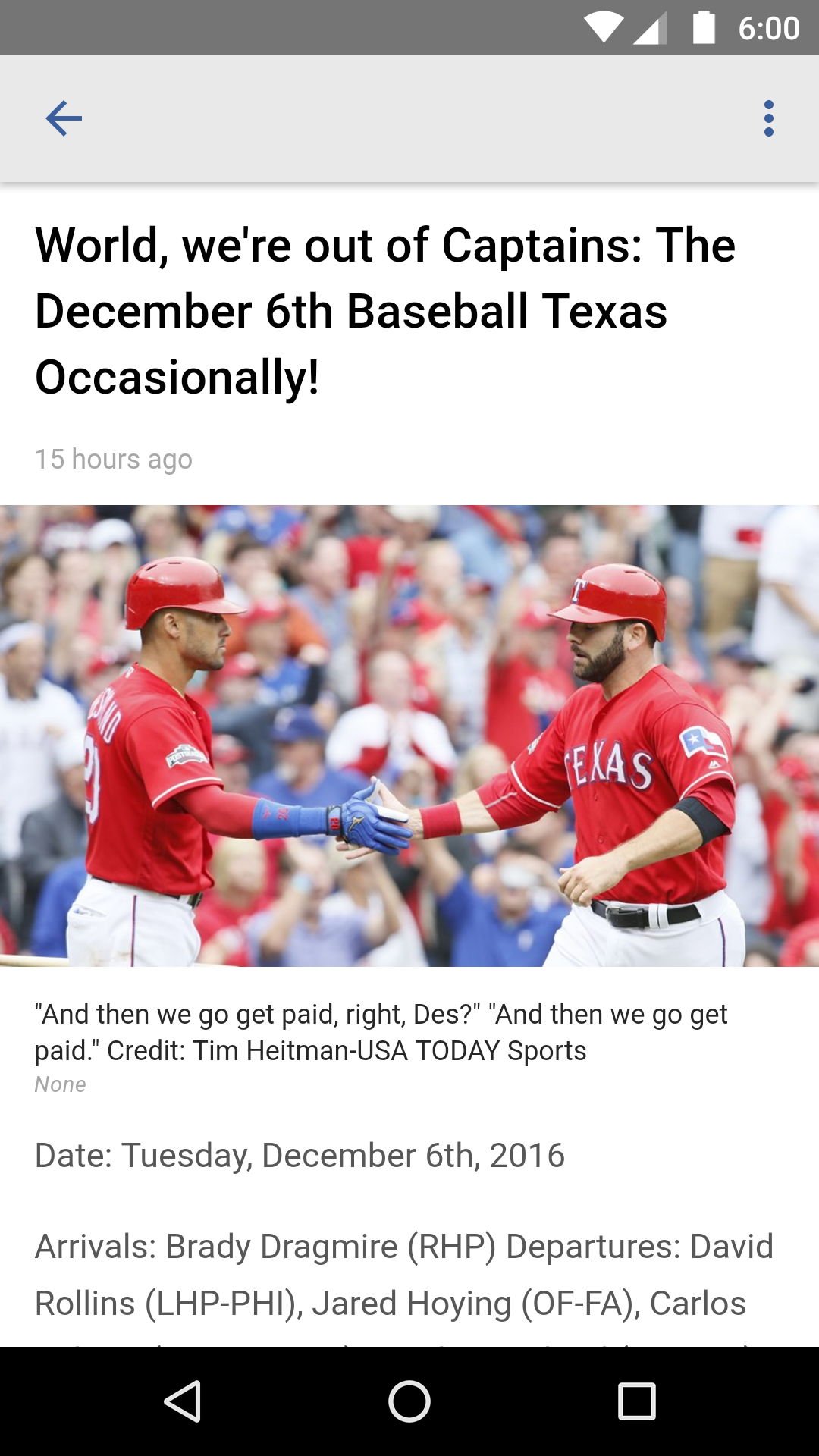 اسکرین شات 3 برنامه Baseball Texas - Rangers News