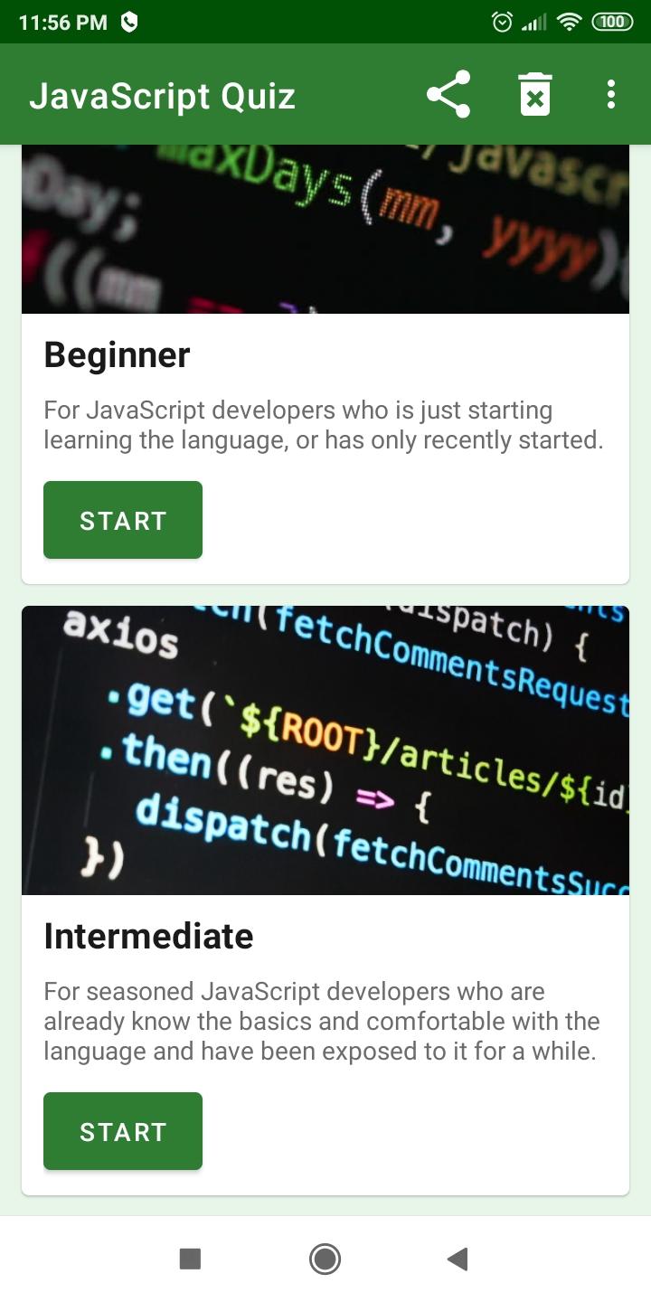 اسکرین شات 1 برنامه JavaScript Quiz