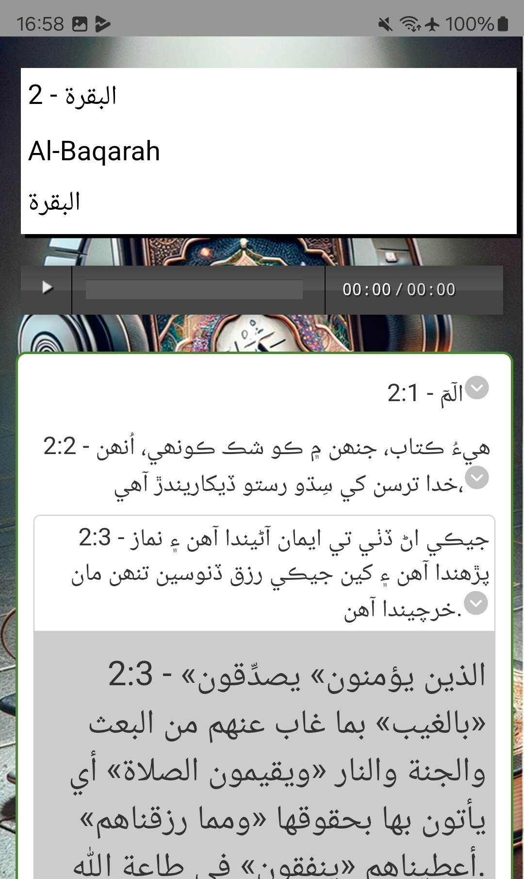 اسکرین شات 4 برنامه Sindhi Quran قرآن