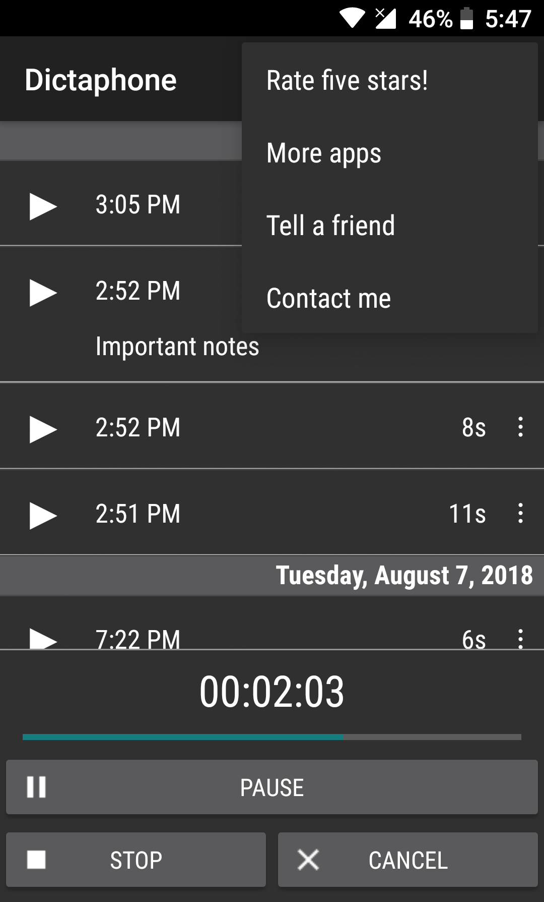 اسکرین شات 5 برنامه Dictaphone - Audio Recorder