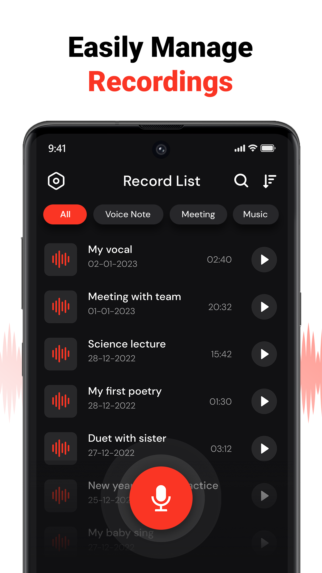 اسکرین شات 2 برنامه Voice Recorder