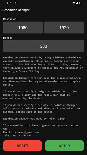 اسکرین شات برنامه Resolution Changer — Uses ADB 1