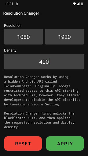 اسکرین شات برنامه Resolution Changer — Uses ADB 2