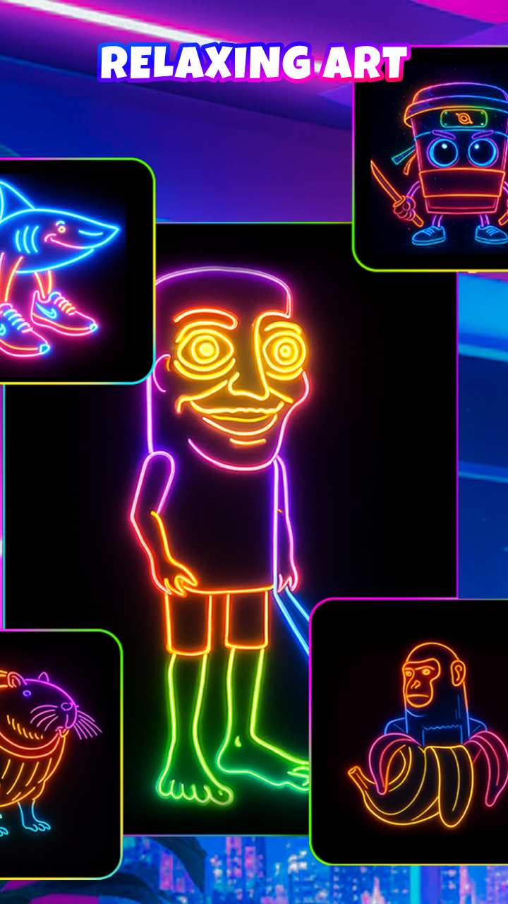 اسکرین شات 2 برنامه Neon Brush - Glow Draw & Paint