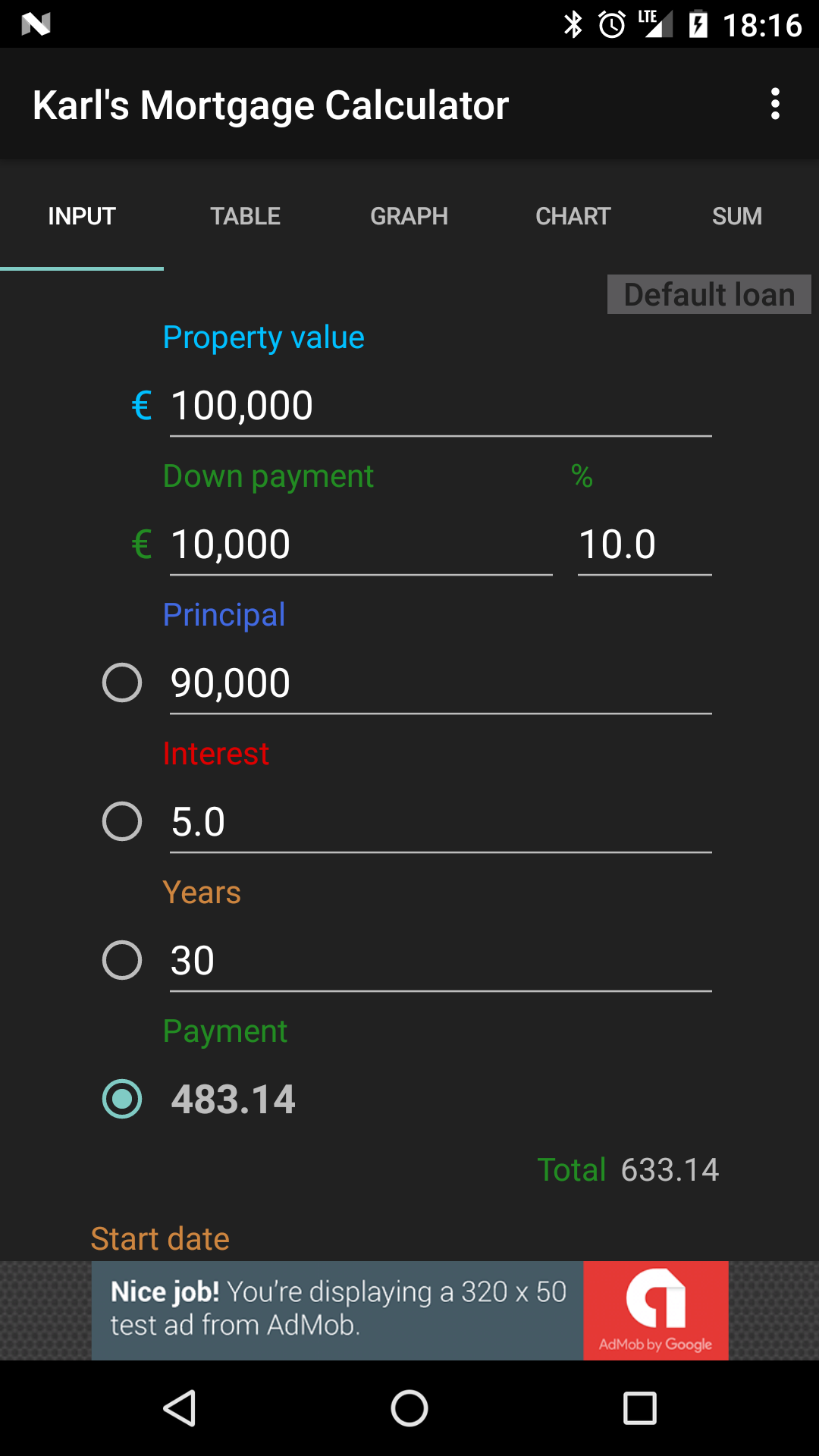 اسکرین شات 1 برنامه Karl's Mortgage Calculator