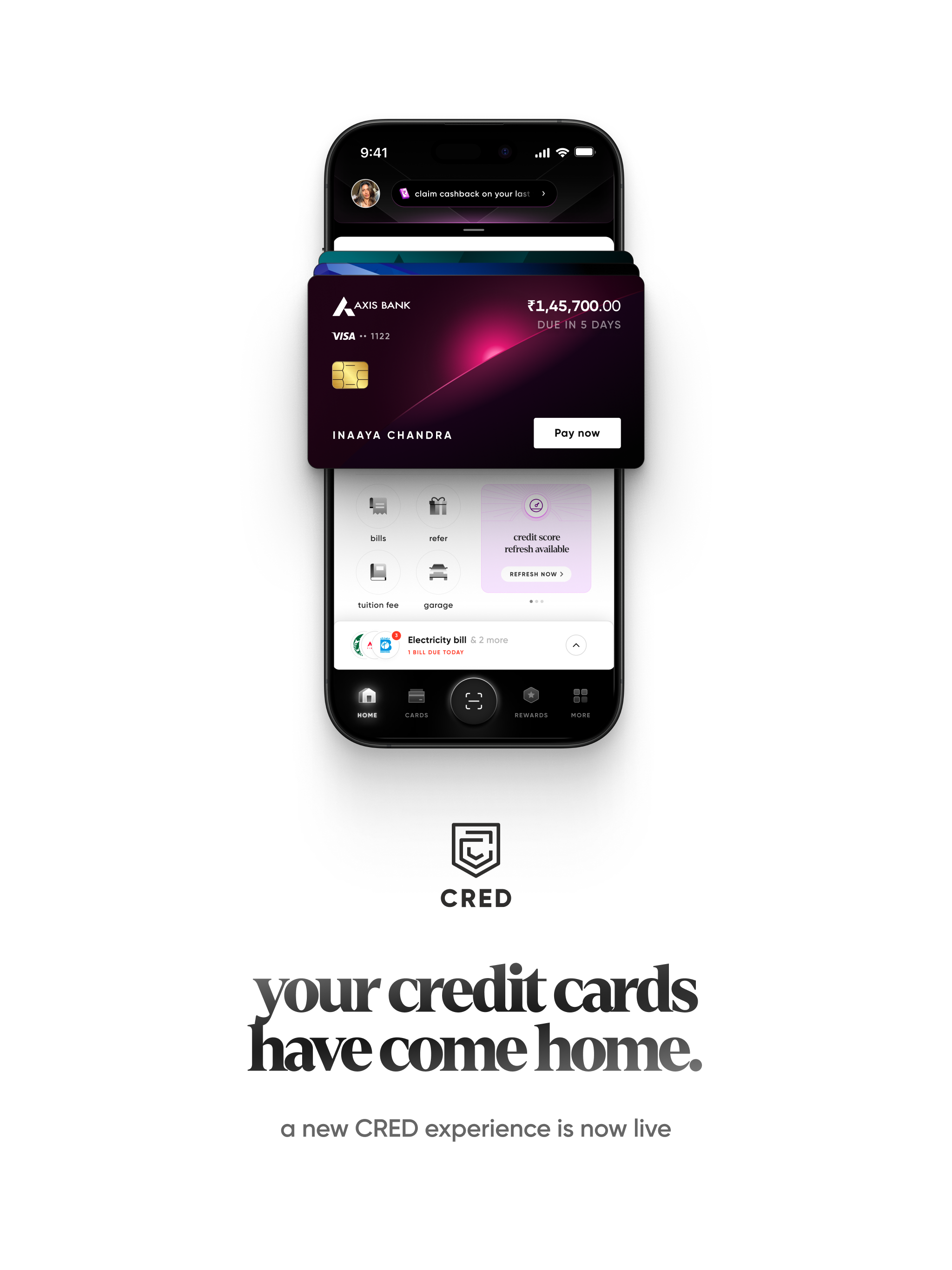 اسکرین شات 1 برنامه CRED: UPI, Credit Cards, Bills