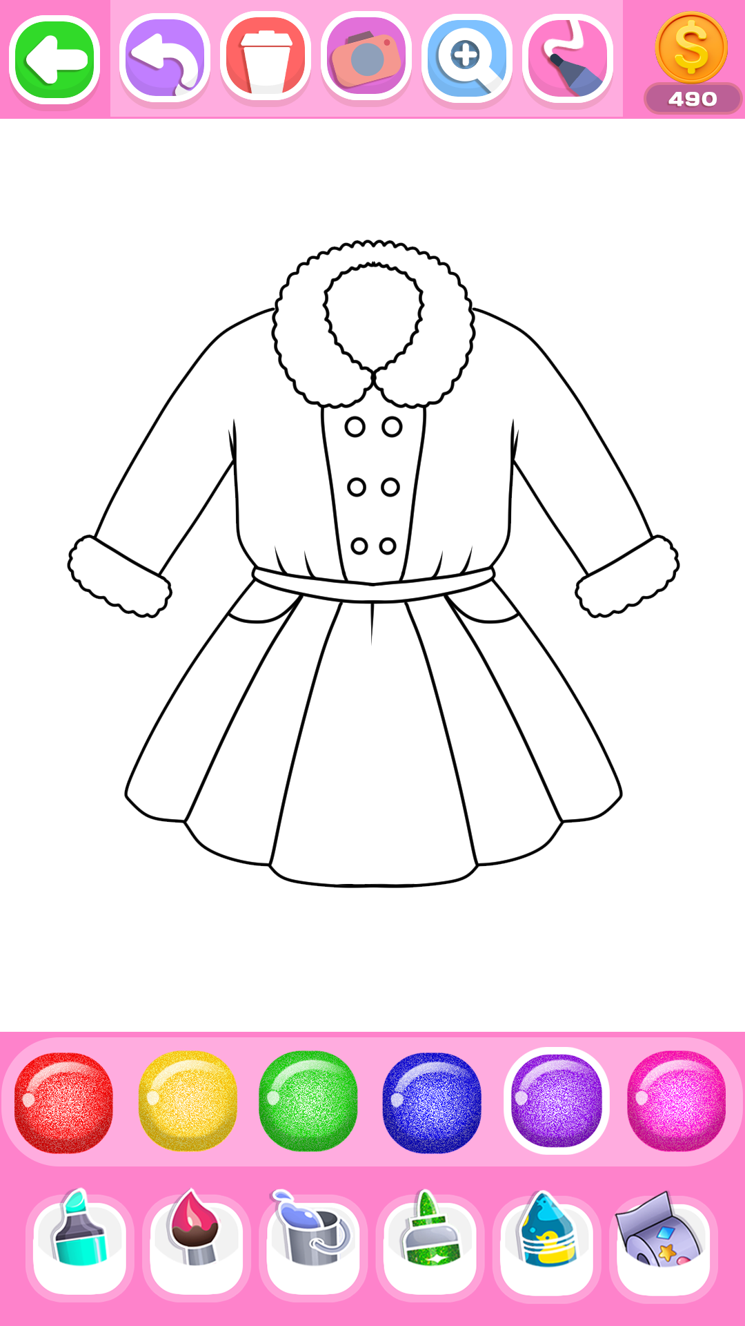 اسکرین شات 2 برنامه Dress Coloring Game Glitter