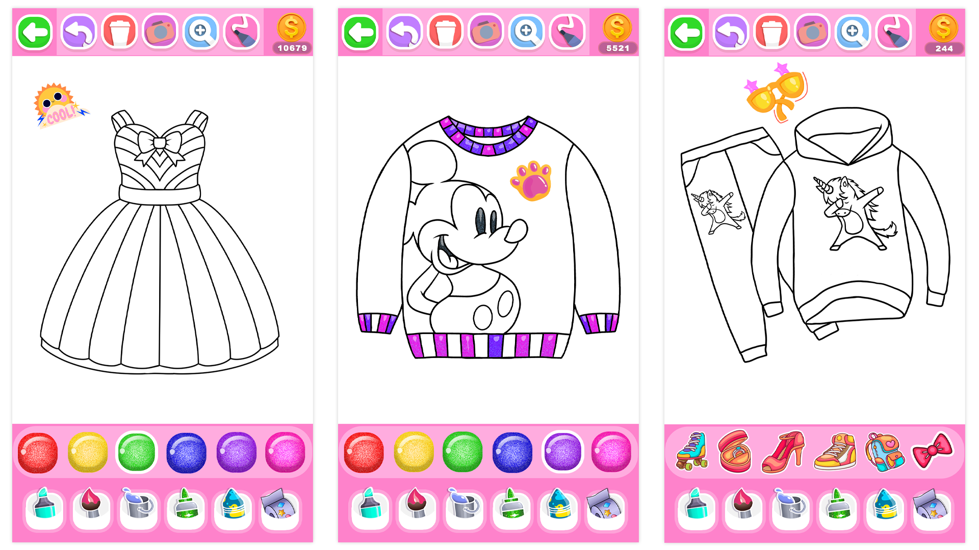 اسکرین شات 6 برنامه Dress Coloring Game Glitter