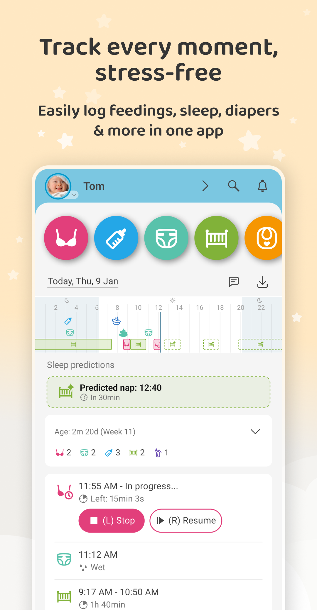 اسکرین شات 2 برنامه Baby Daybook - Newborn Tracker