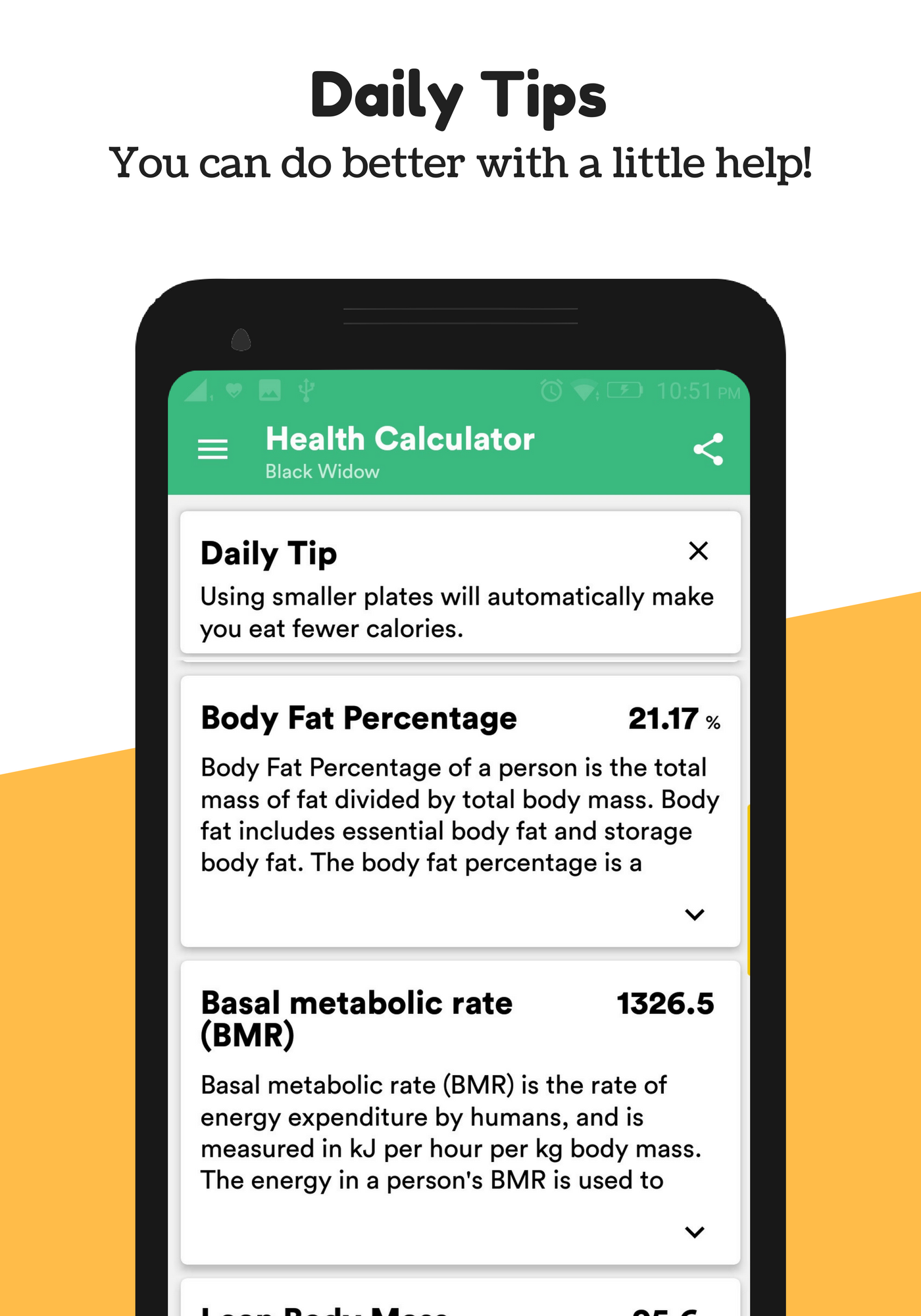 اسکرین شات 2 برنامه Body Mass Index & Ideal Weight