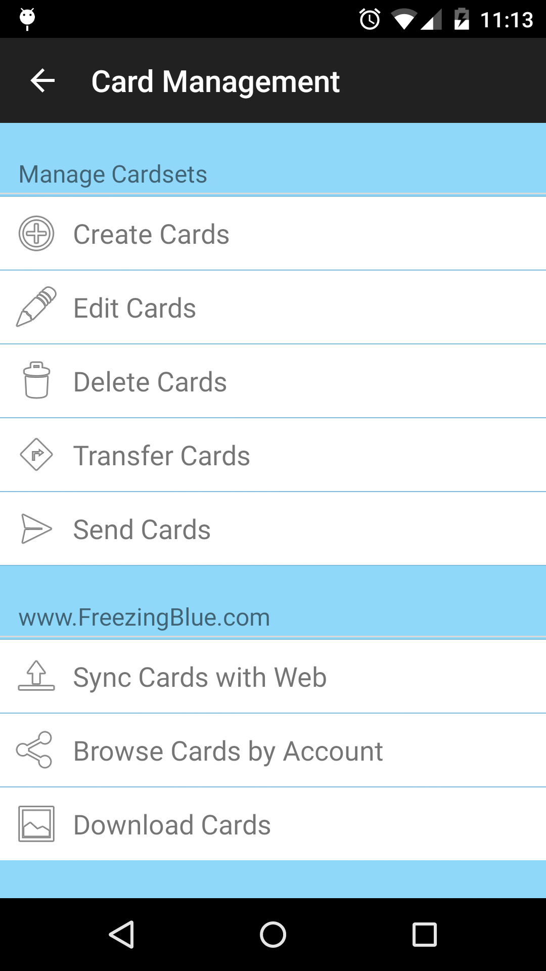 اسکرین شات 6 برنامه FreezingBlue Flashcards (Lite)