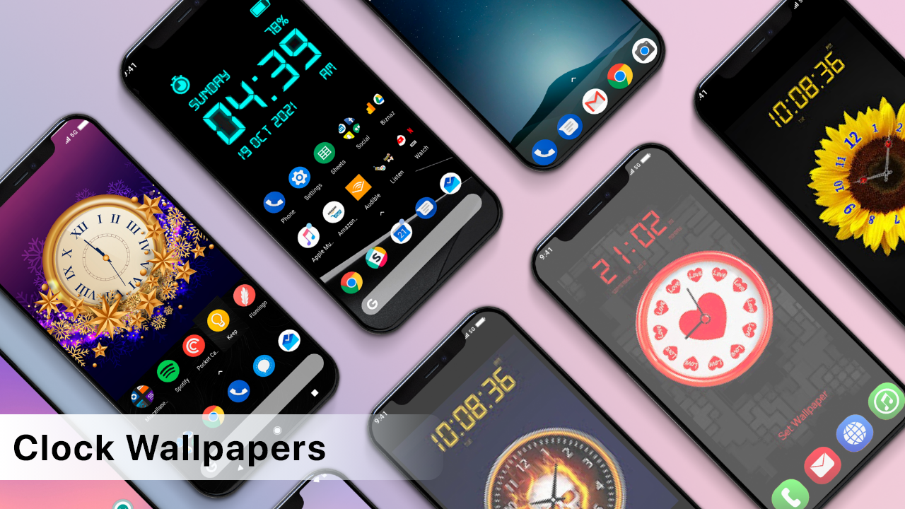 اسکرین شات 2 برنامه Clock App Wallpaper Live