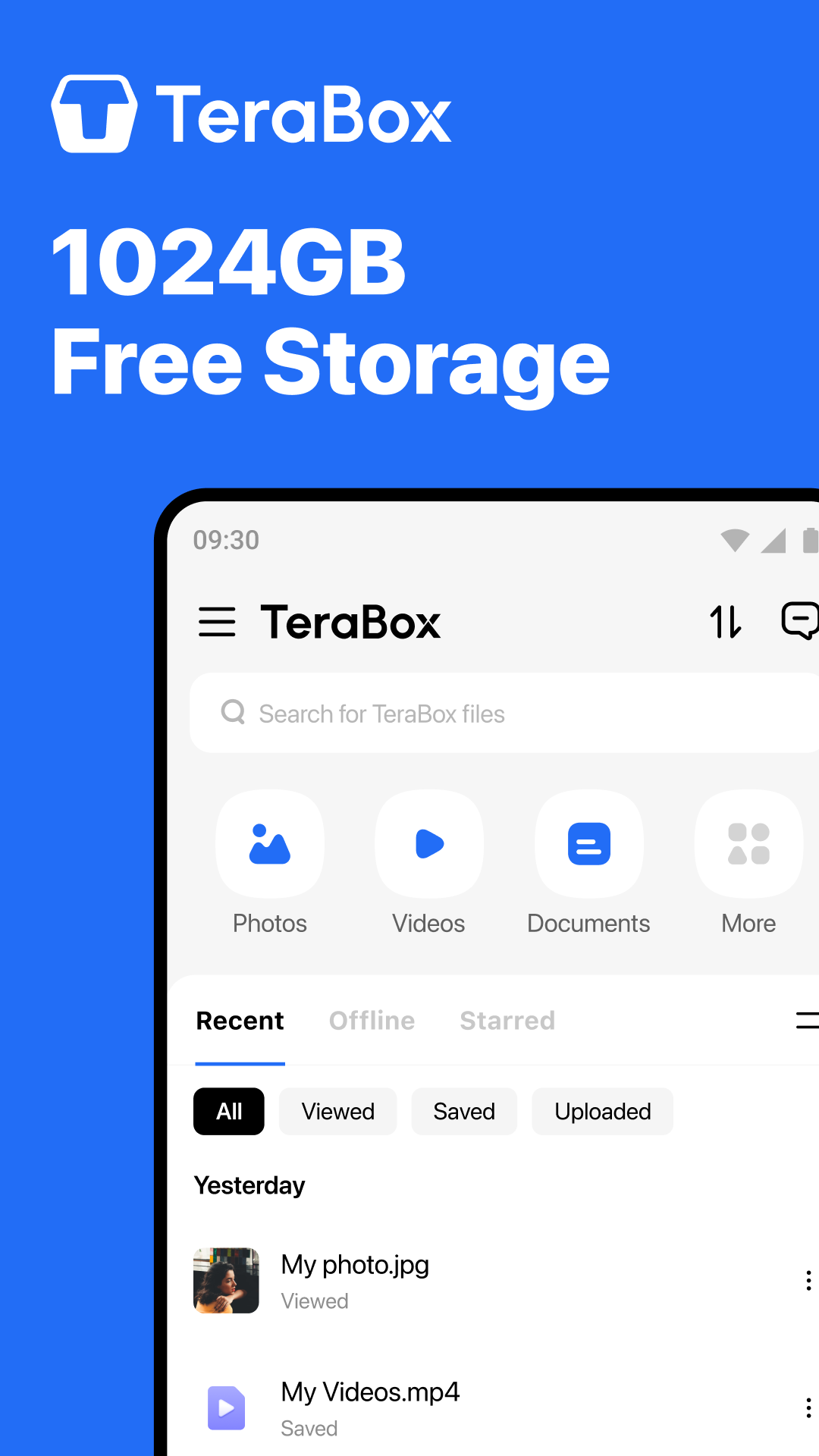 اسکرین شات 1 برنامه TeraBox: Cloud Storage Space