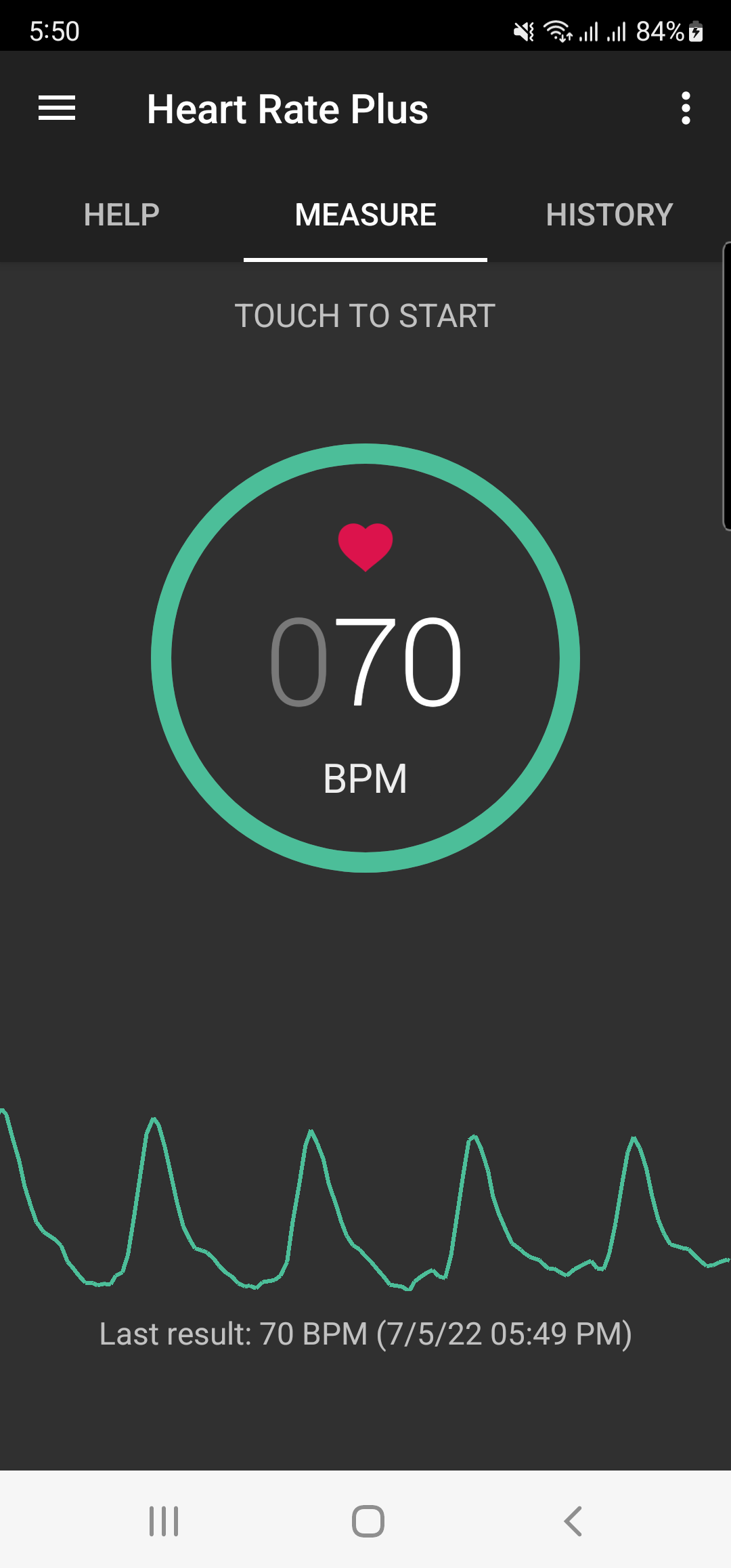 اسکرین شات 1 برنامه Heart Rate Plus: Pulse Monitor