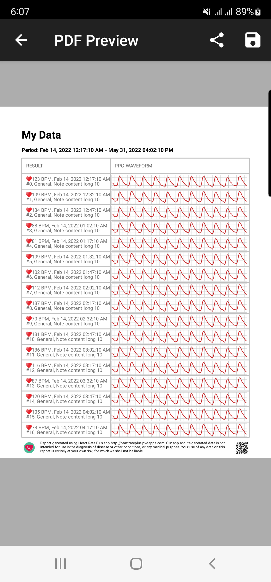 اسکرین شات 6 برنامه Heart Rate Plus: Pulse Monitor