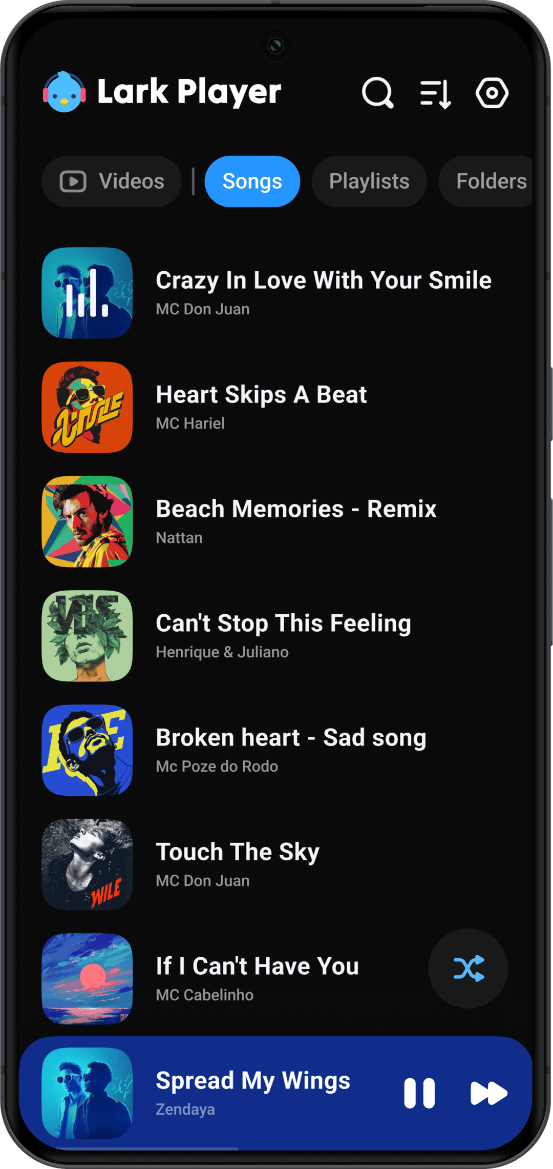اسکرین شات 1 برنامه Lark Player:Music Player & MP3