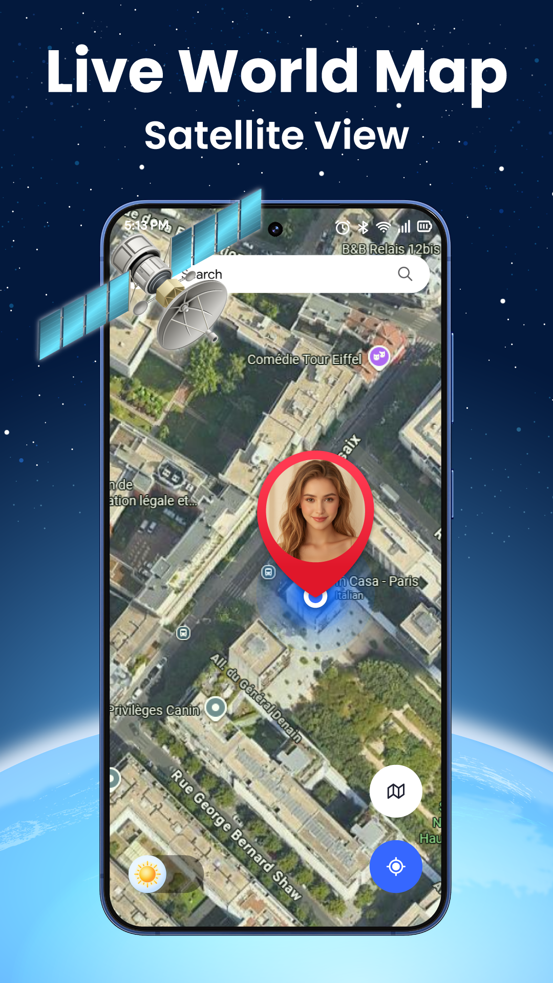 اسکرین شات 1 برنامه Live World Map: Satellite View