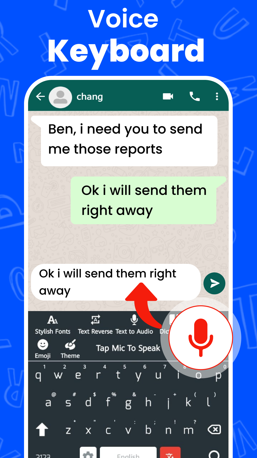 اسکرین شات 1 برنامه Easy English Voice Keyboard
