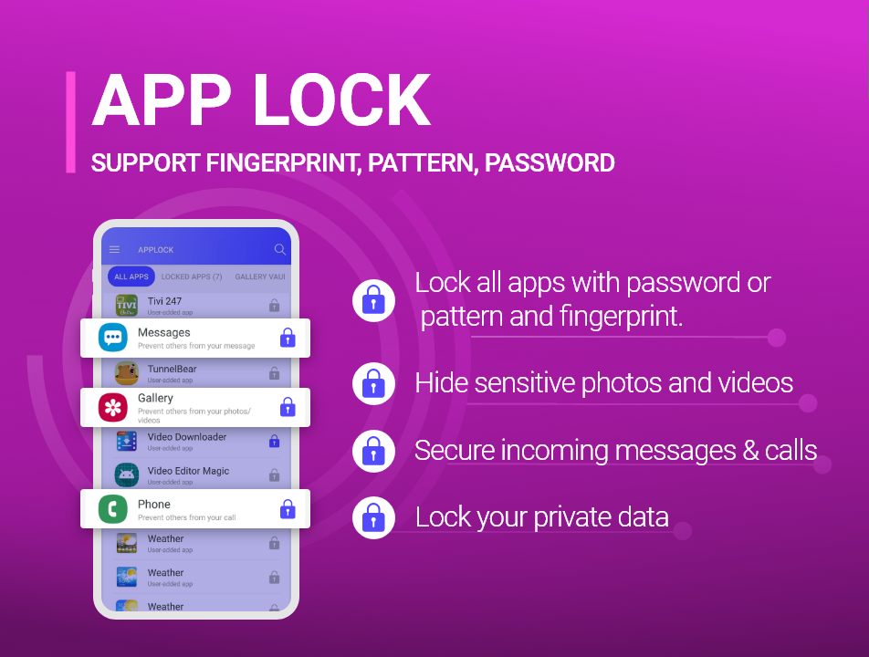 اسکرین شات 1 برنامه Applock - Fingerprint, passwds