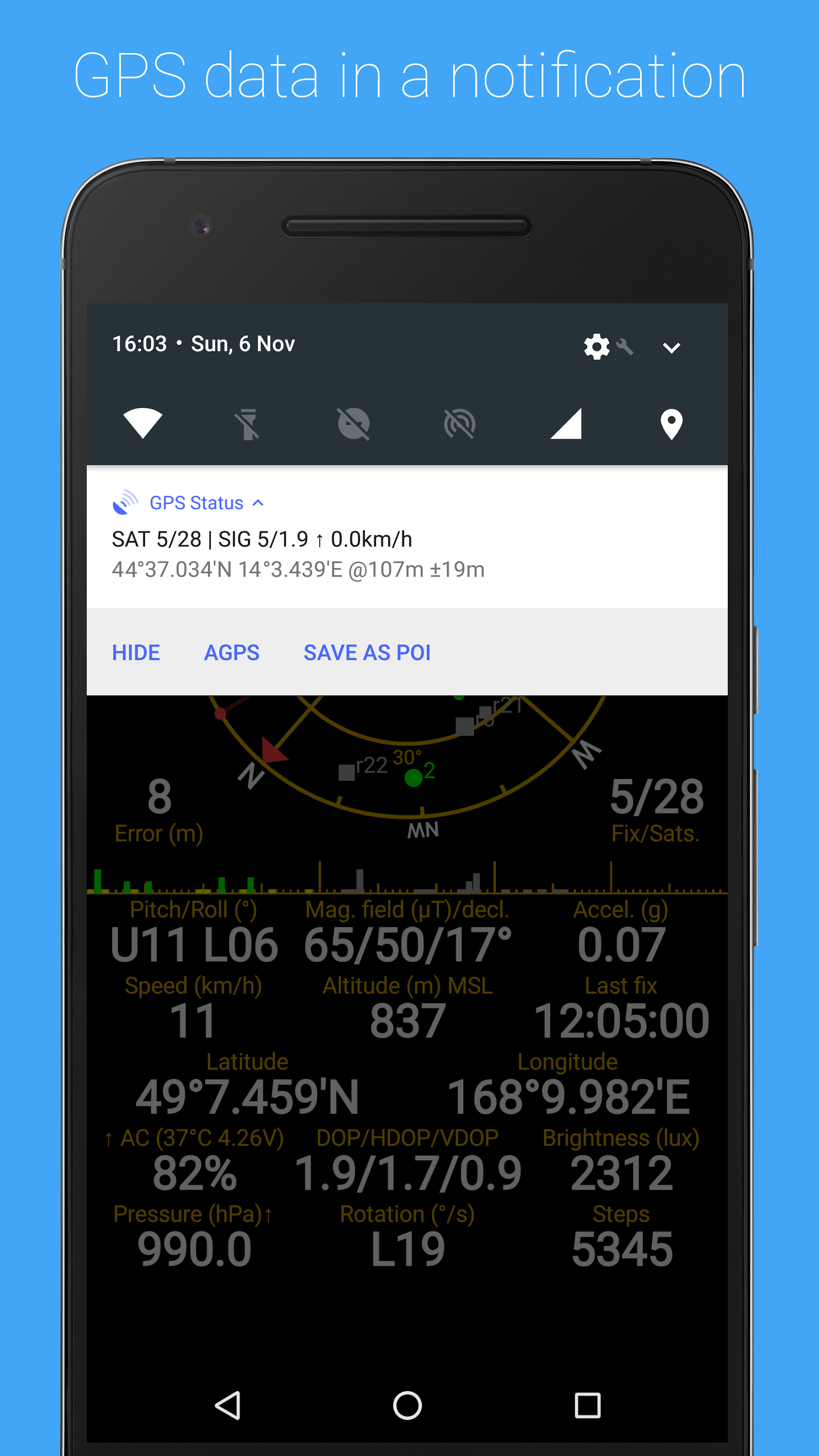 اسکرین شات 2 برنامه GPS Status & Toolbox