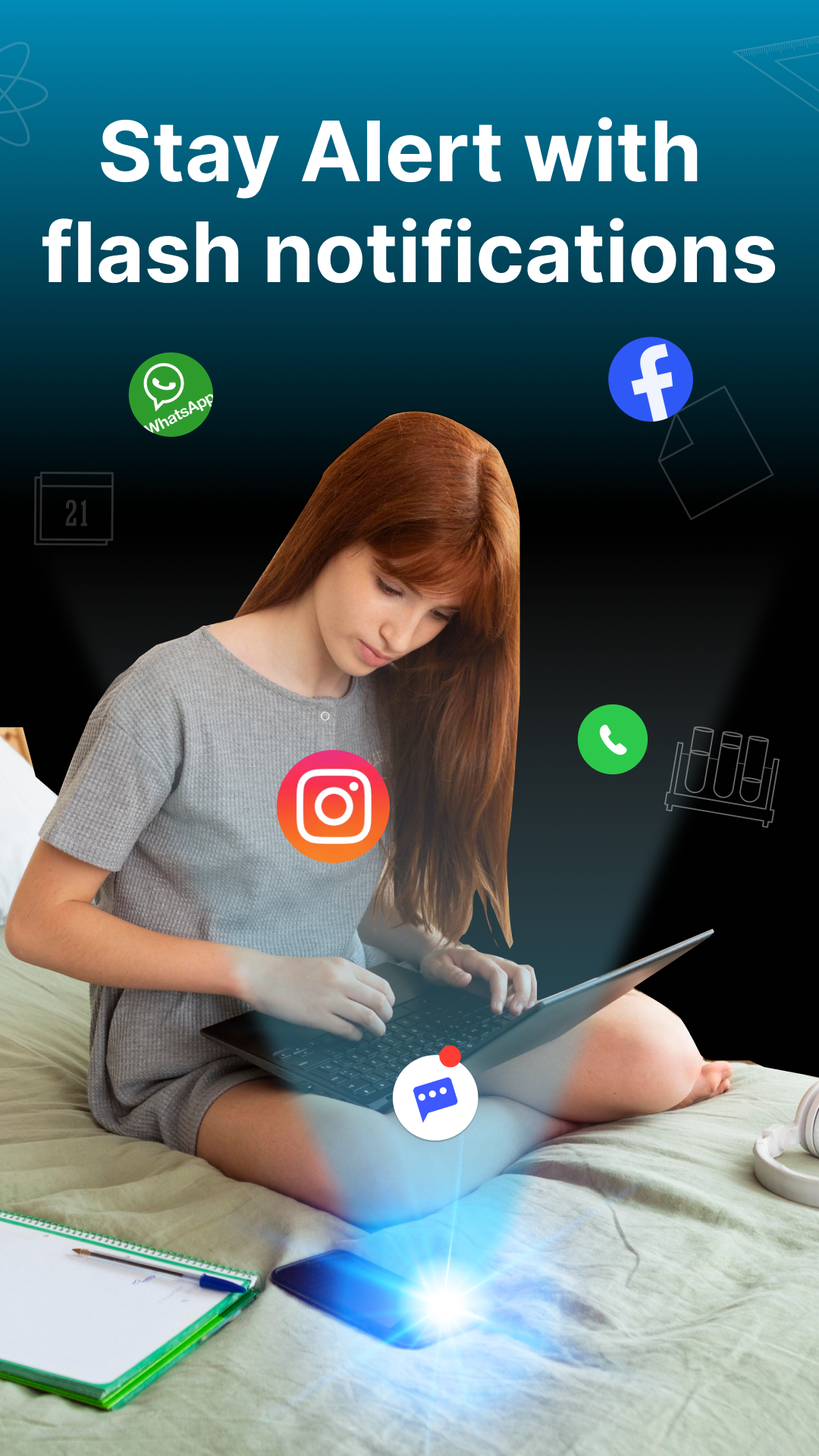 اسکرین شات 2 برنامه Flash App: Flash on call & SMS