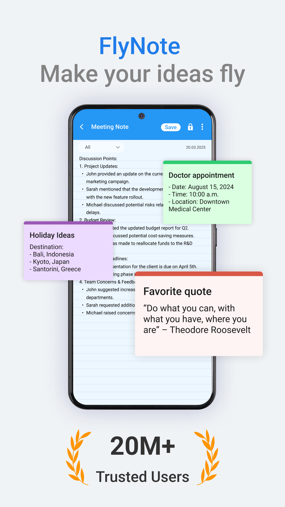 اسکرین شات 1 برنامه FlyNote - Notes, Notepad