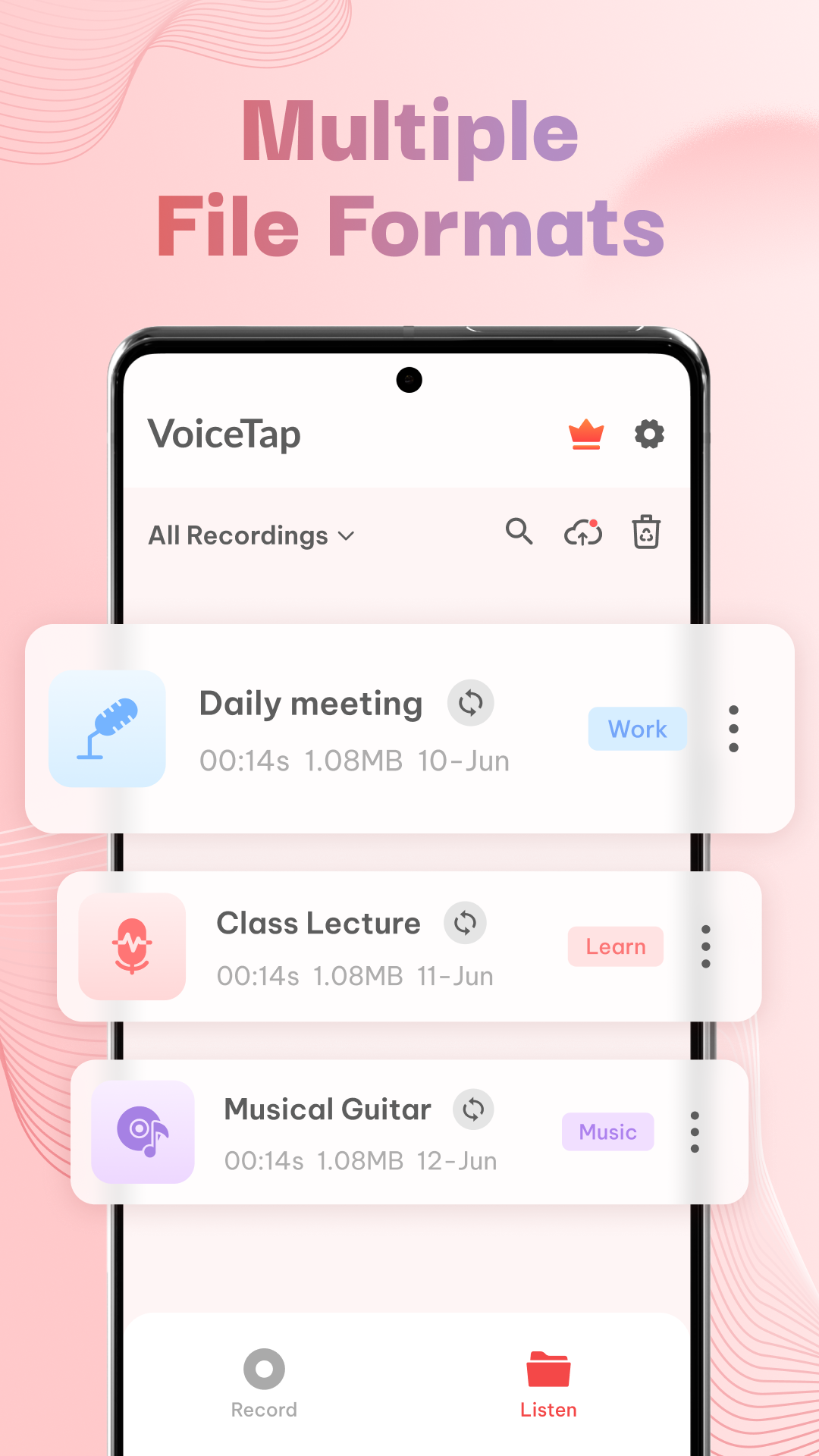 اسکرین شات 2 برنامه Voice Recorder - Voice memos
