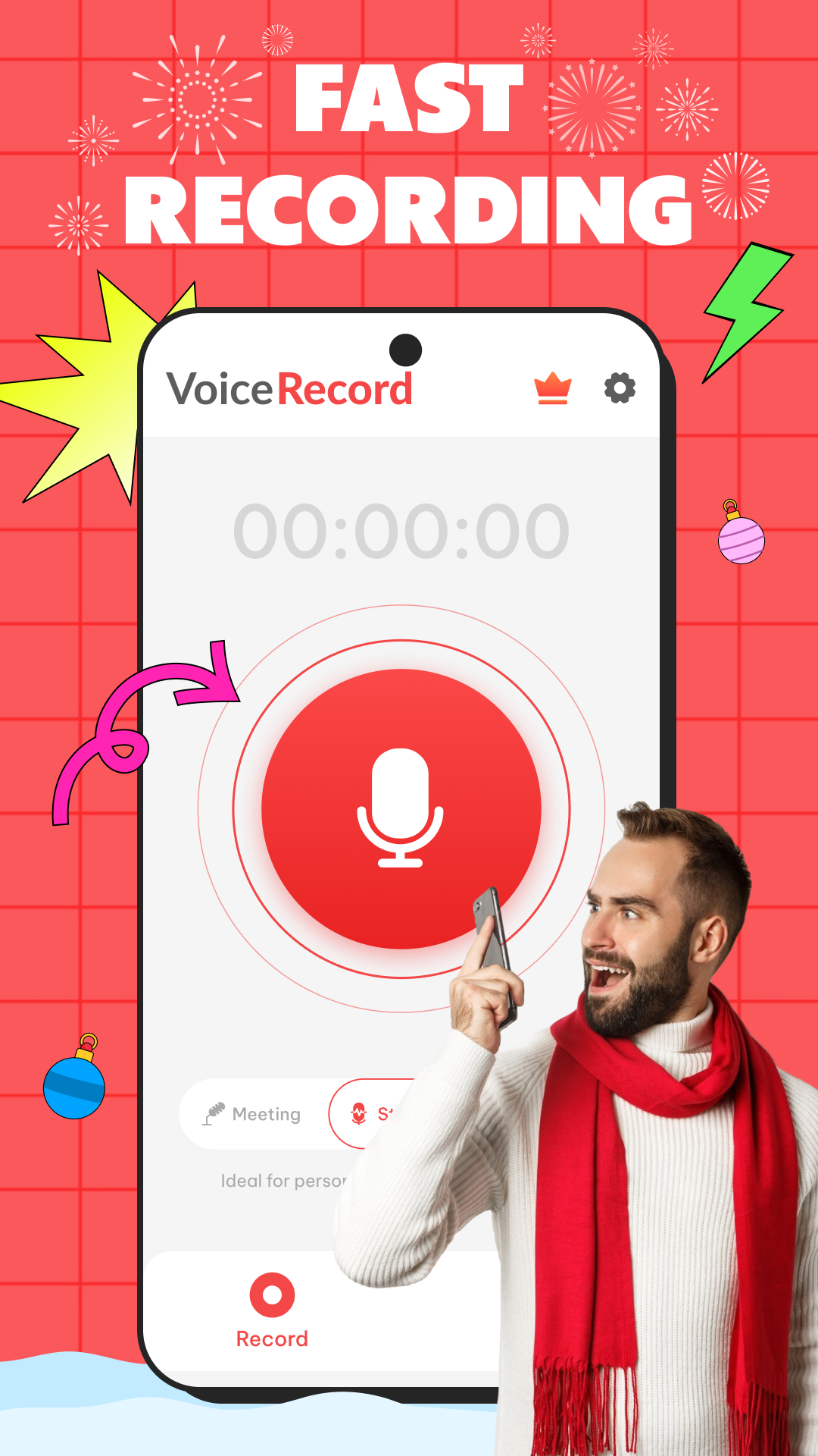 اسکرین شات 3 برنامه Voice Recorder - Voice memos