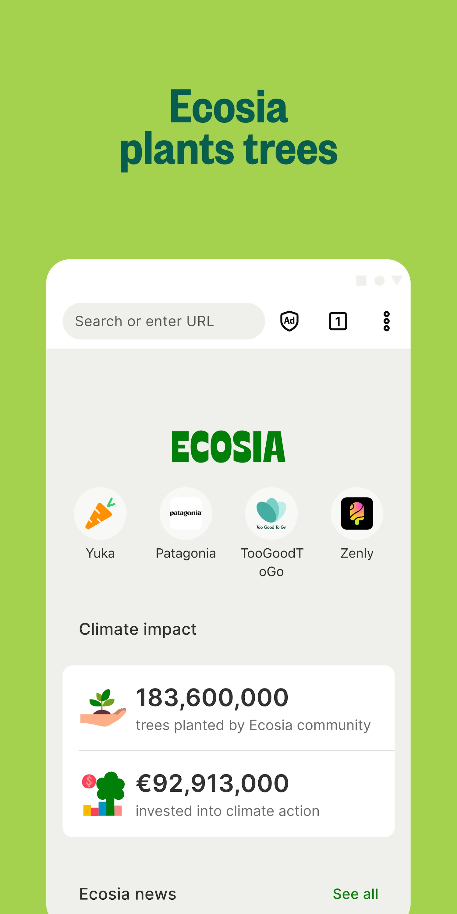 اسکرین شات 2 برنامه Ecosia - Safe Internet Browser
