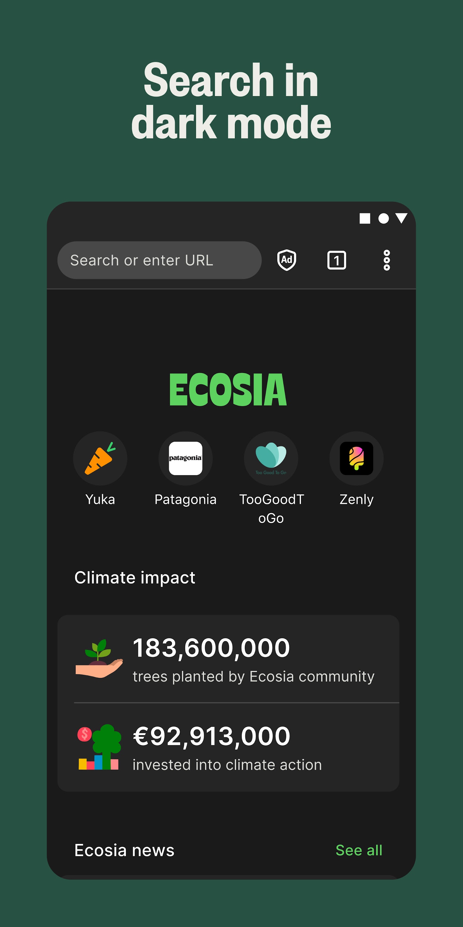 اسکرین شات 7 برنامه Ecosia - Safe Internet Browser