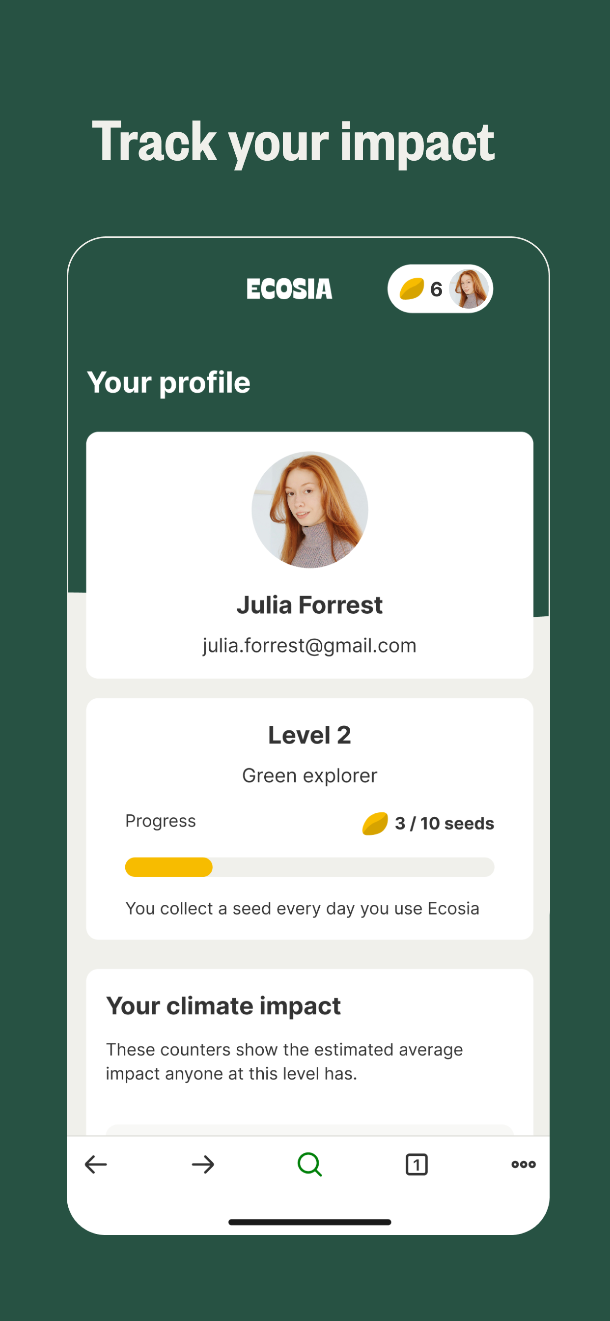 اسکرین شات 3 برنامه Ecosia: Search to plant trees