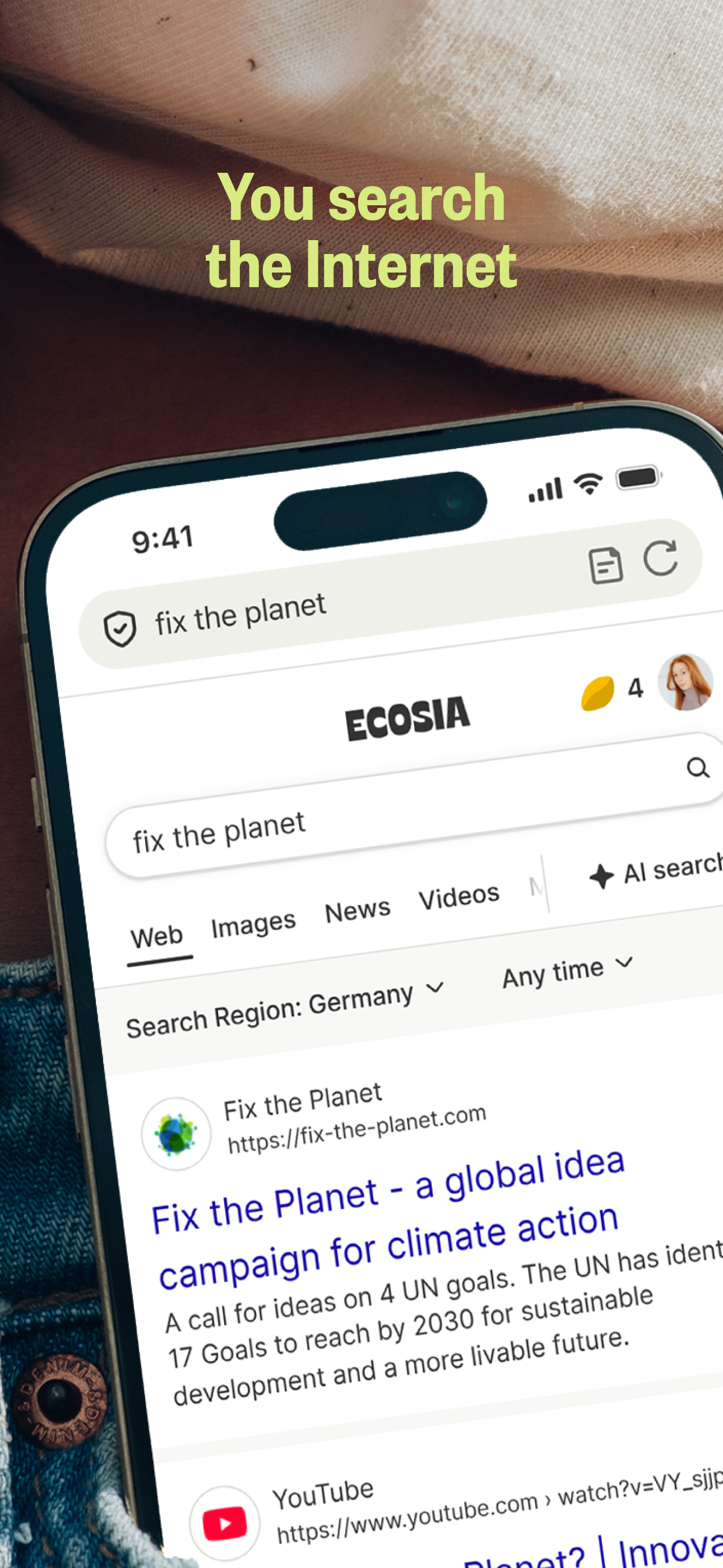 اسکرین شات 1 برنامه Ecosia: Search to plant trees