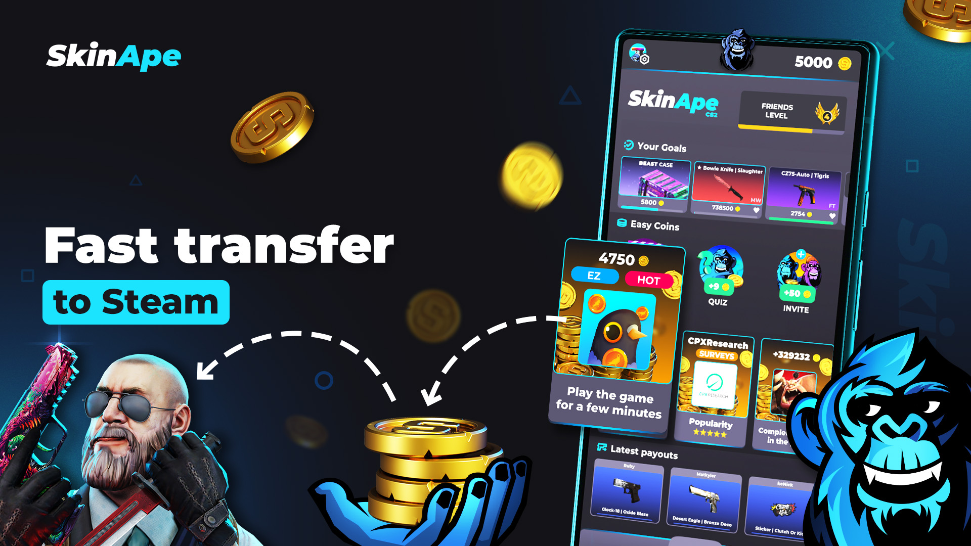 اسکرین شات 2 برنامه SkinApe CSGO: Win CS2 Skins